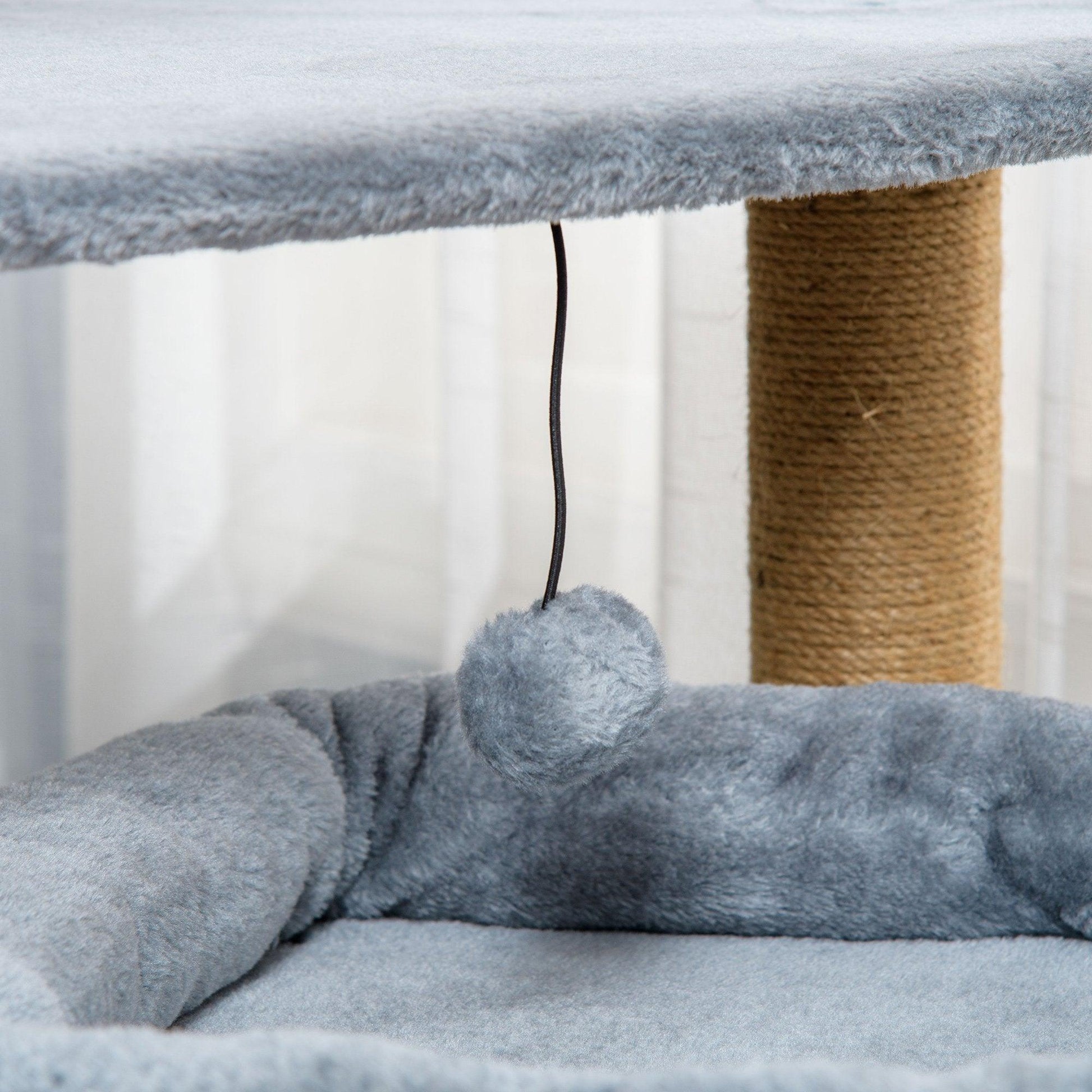 PawHut Cat Tree Tower with Scratching Posts - Grey - ALL4U RETAILER LTD