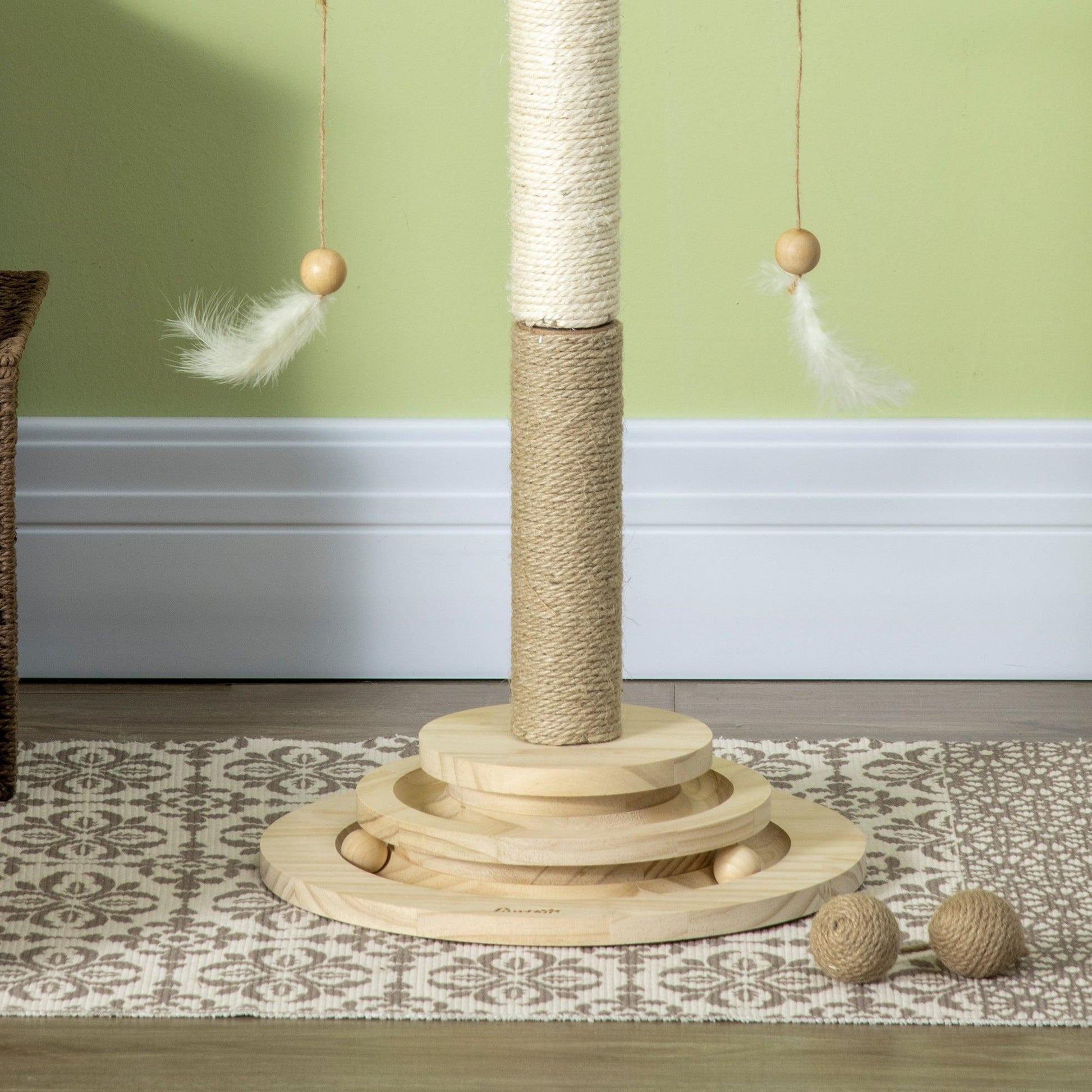 PawHut Cat Tree with Interactive Ball Toy, Scratching Post - ALL4U RETAILER LTD