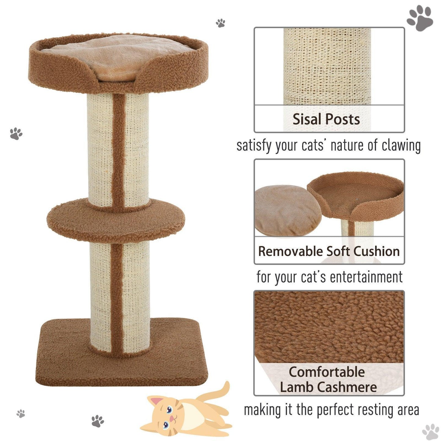 PawHut Cat Tree with Perches & Scratching Post - ALL4U RETAILER LTD