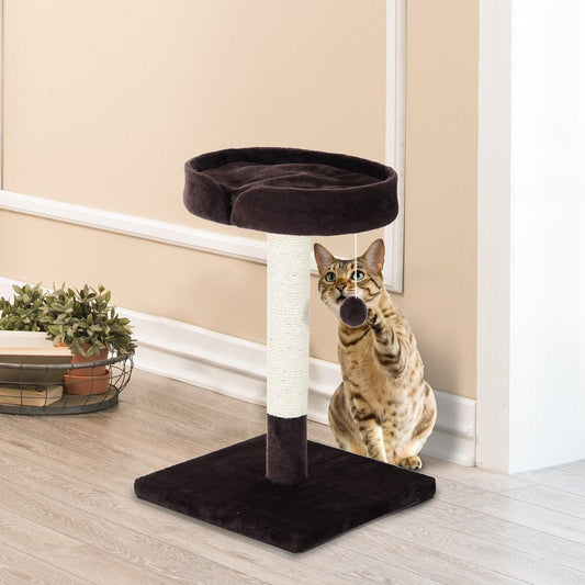 PawHut Cat Tree with Scratching Post & Toy, Brown - ALL4U RETAILER LTD