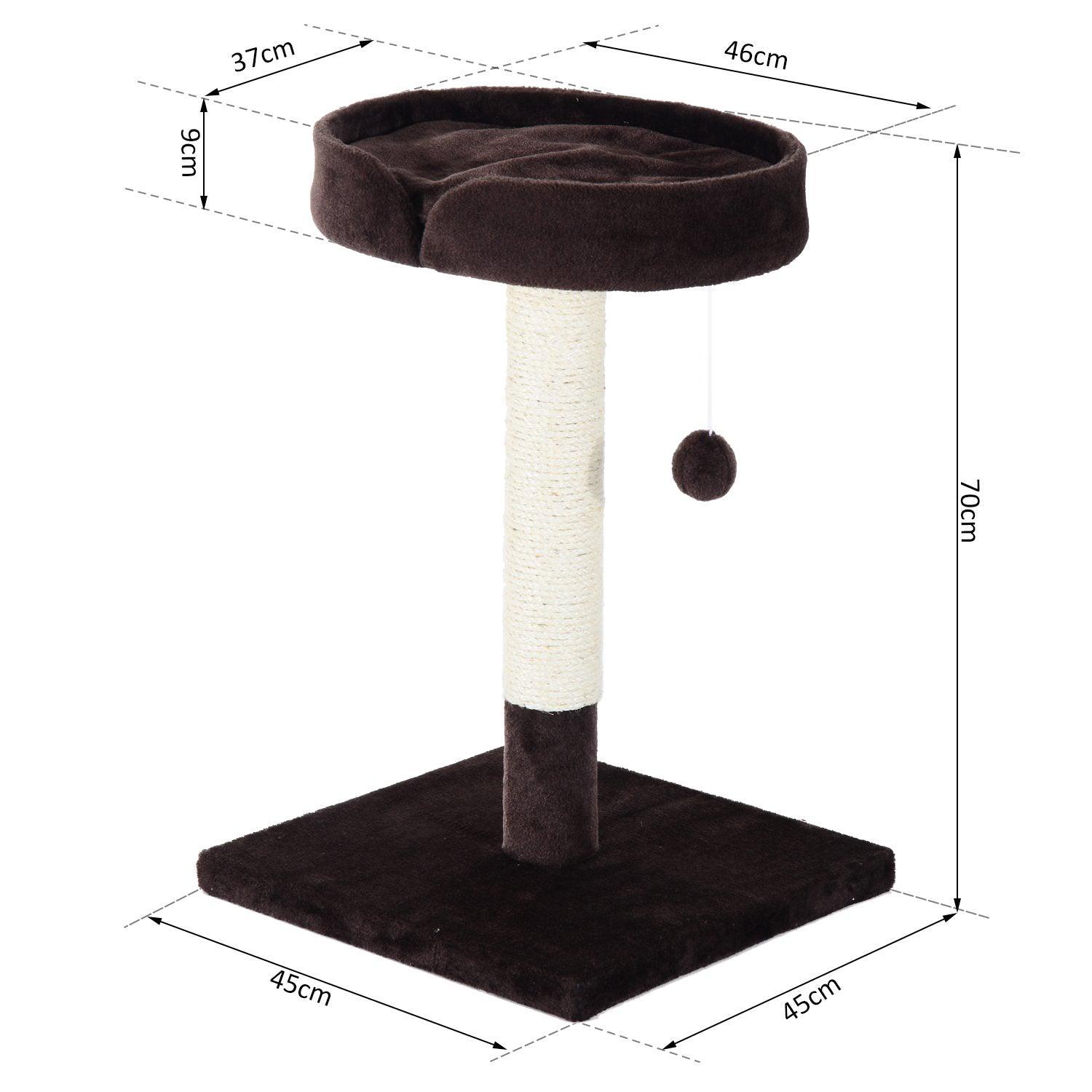 PawHut Cat Tree with Scratching Post & Toy, Brown - ALL4U RETAILER LTD