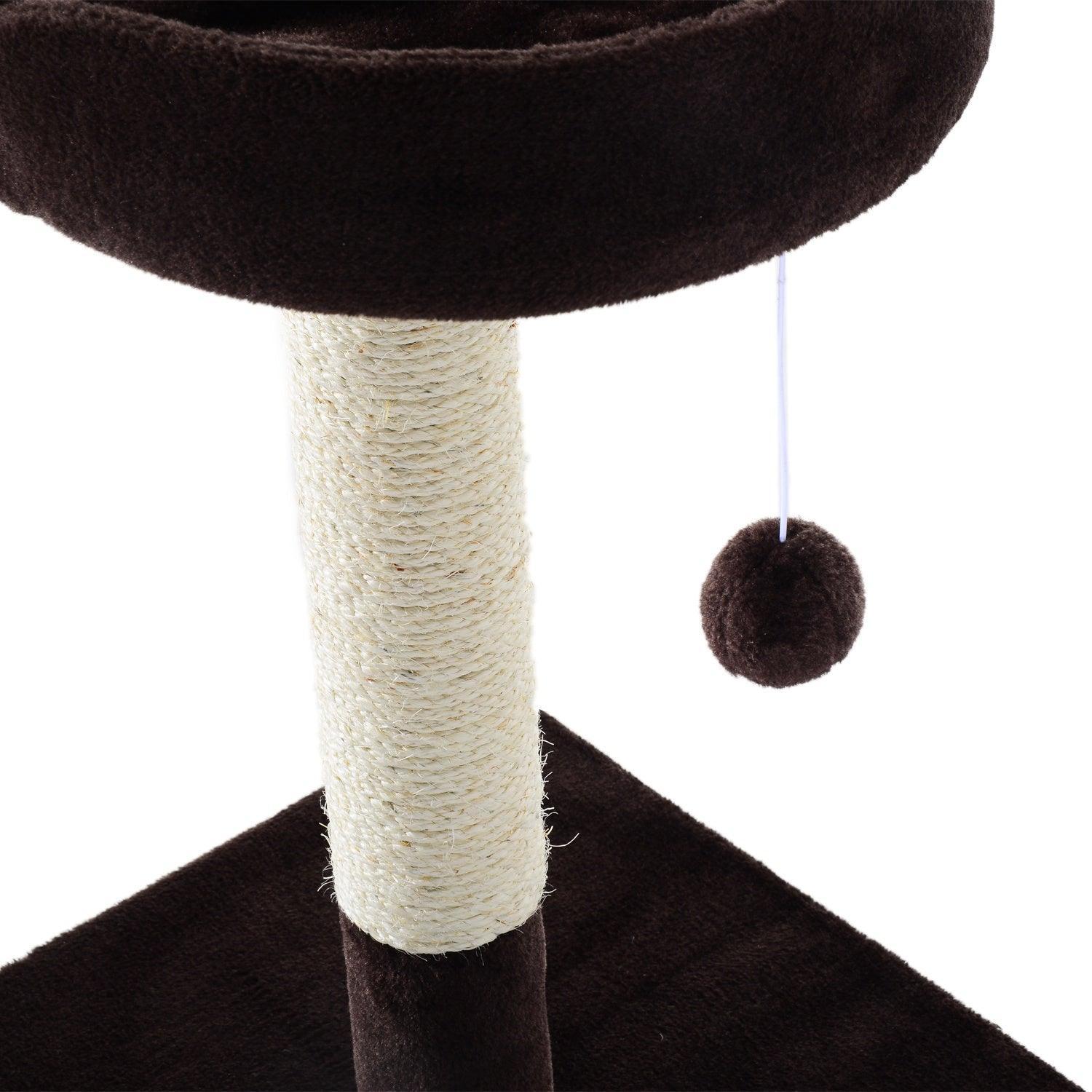 PawHut Cat Tree with Scratching Post & Toy, Brown - ALL4U RETAILER LTD