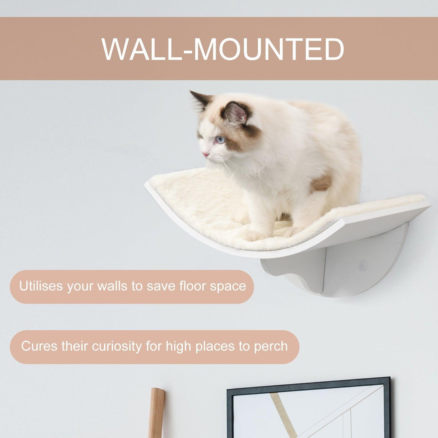 PawHut Cat Wall Shelf - Cozy Curved Bed for Kittens - ALL4U RETAILER LTD