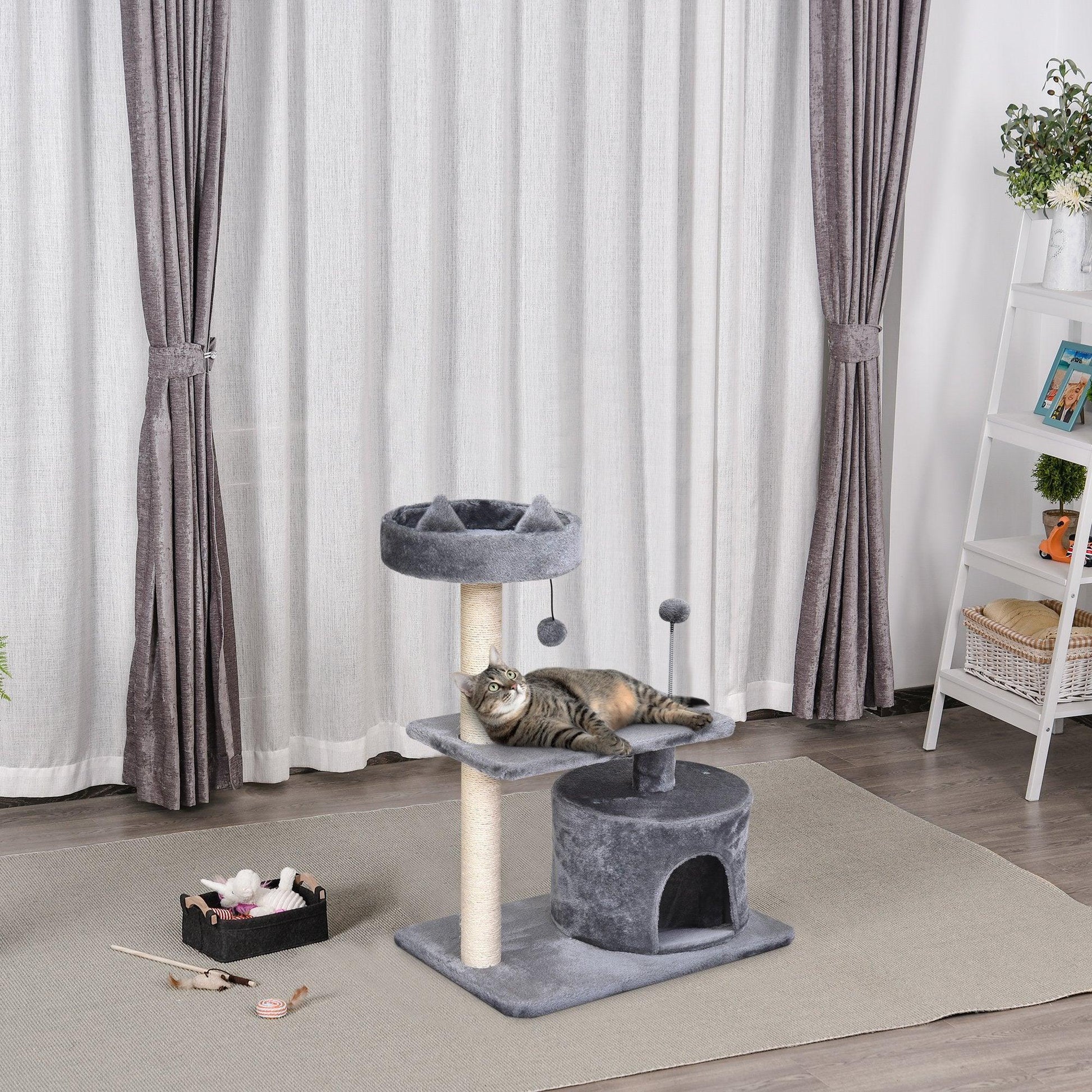 PawHut Cats 3-Tier Scratching Post - ALL4U RETAILER LTD