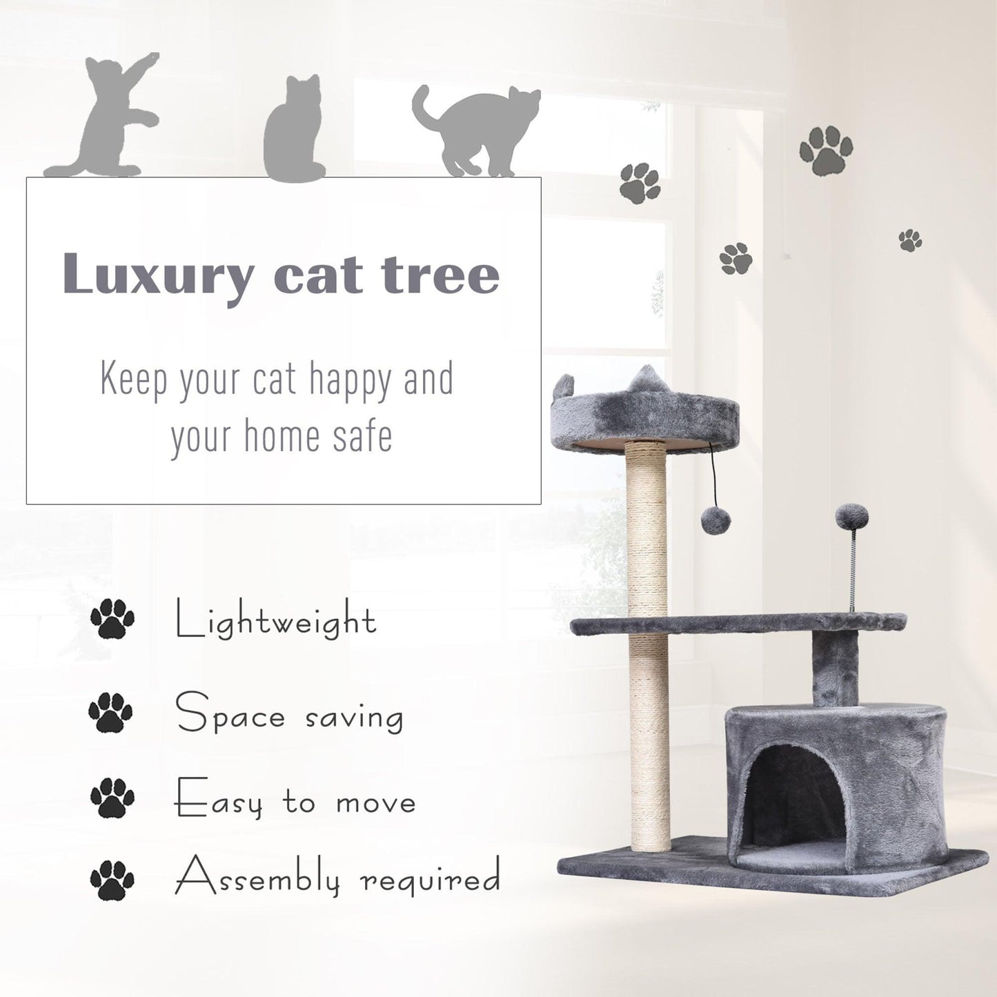 PawHut Cats 3-Tier Scratching Post - ALL4U RETAILER LTD