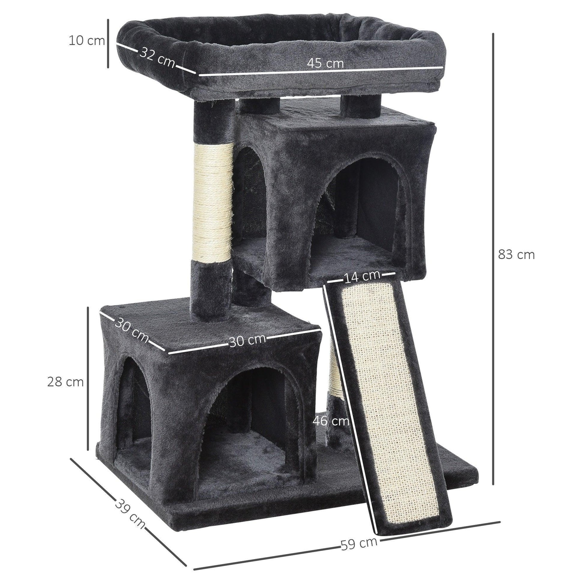 PawHut Grey 3-Tier Cat Tree - Simplistic Joy - ALL4U RETAILER LTD