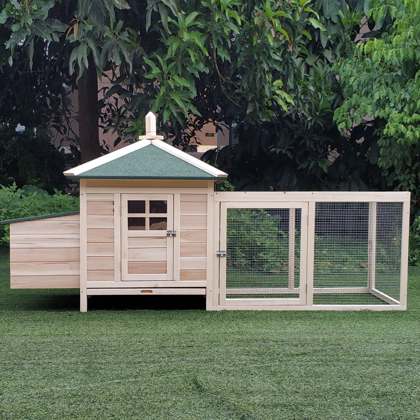 PawHut Coop & Hutch for Chickens or Rabbits - Outdoor Cage - ALL4U RETAILER LTD