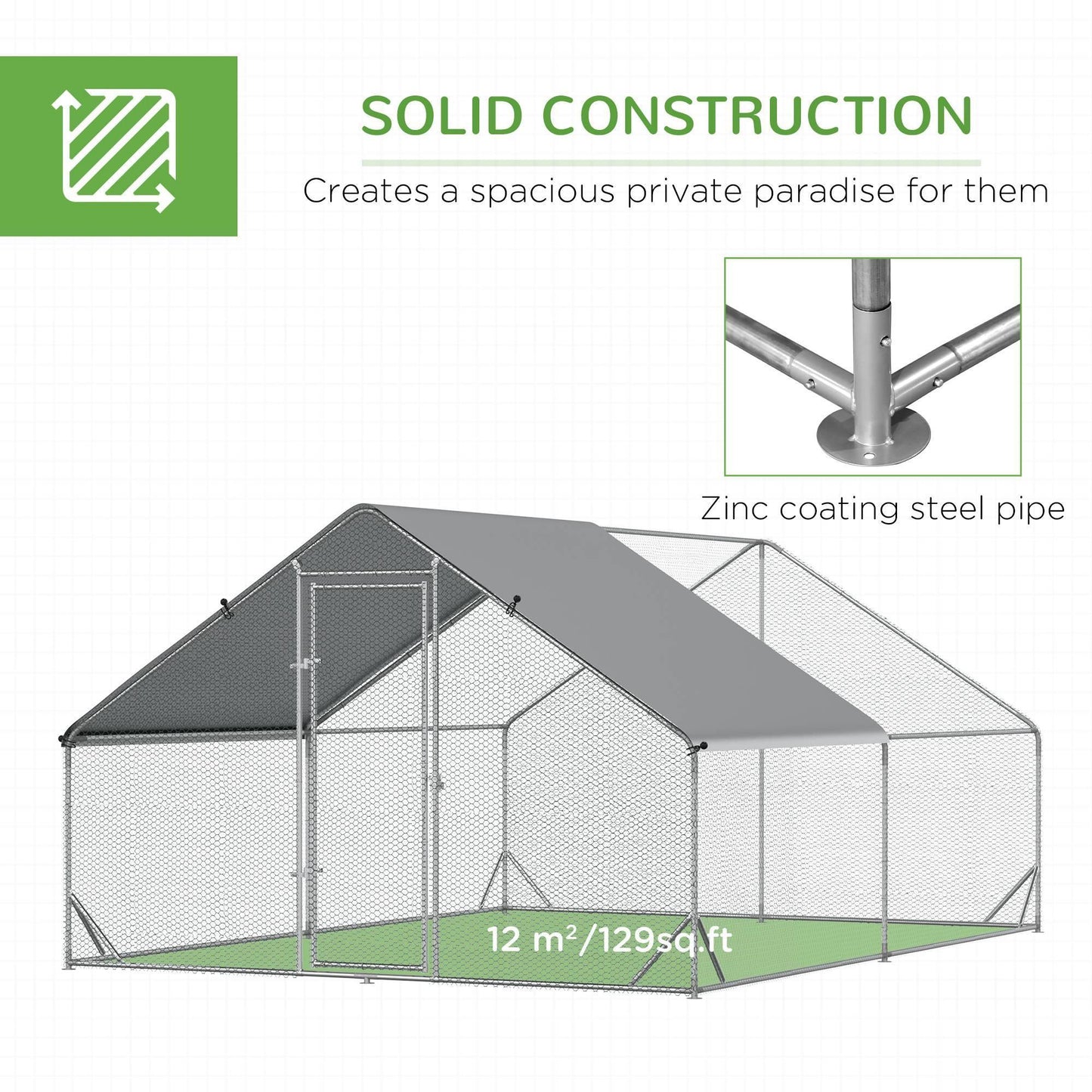 PawHut Chicken Coop Run with Water-Resist Cover - 3x4x2m - ALL4U RETAILER LTD