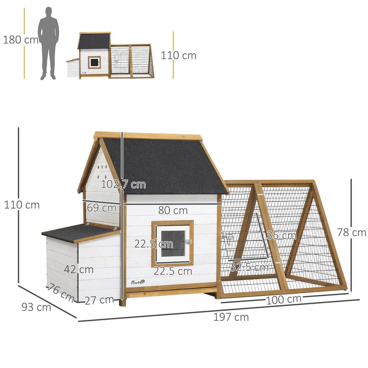 PawHut Chicken Coop: Simplified Cage and Run - ALL4U RETAILER LTD