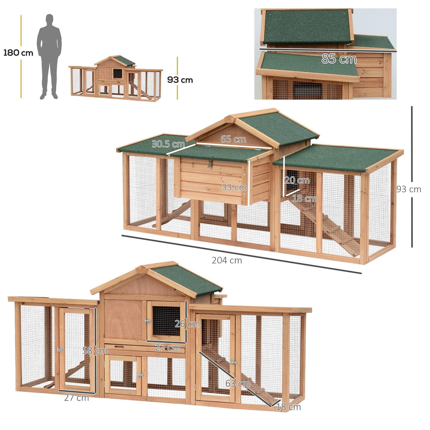 PawHut Chicken Coop, Spacious & Secure - ALL4U RETAILER LTD