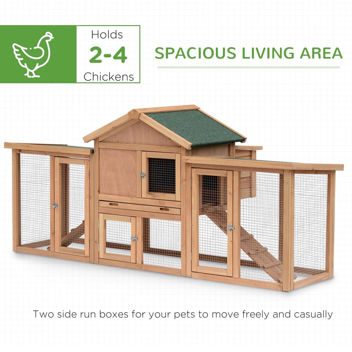 PawHut Chicken Coop, Spacious & Secure - ALL4U RETAILER LTD