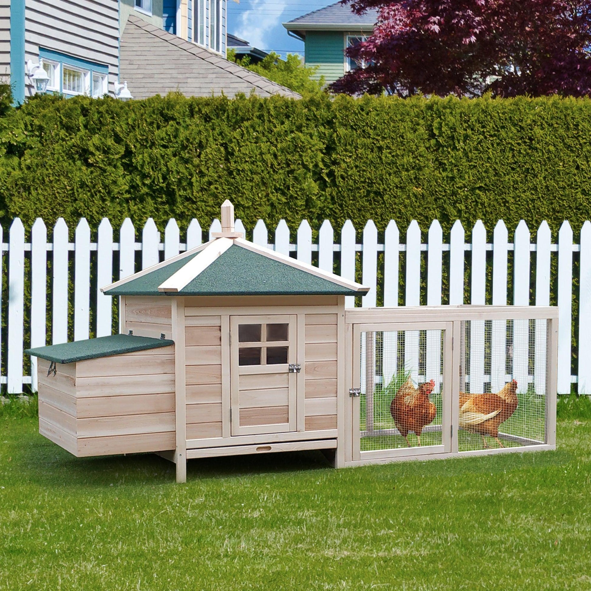 PawHut Coop & Hutch for Chickens or Rabbits - Outdoor Cage - ALL4U RETAILER LTD