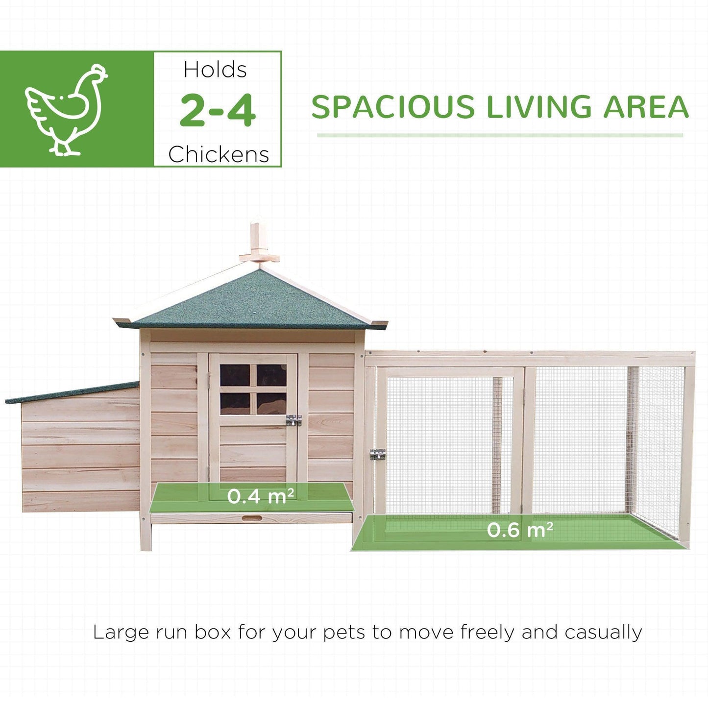 PawHut Coop & Hutch for Chickens or Rabbits - Outdoor Cage - ALL4U RETAILER LTD