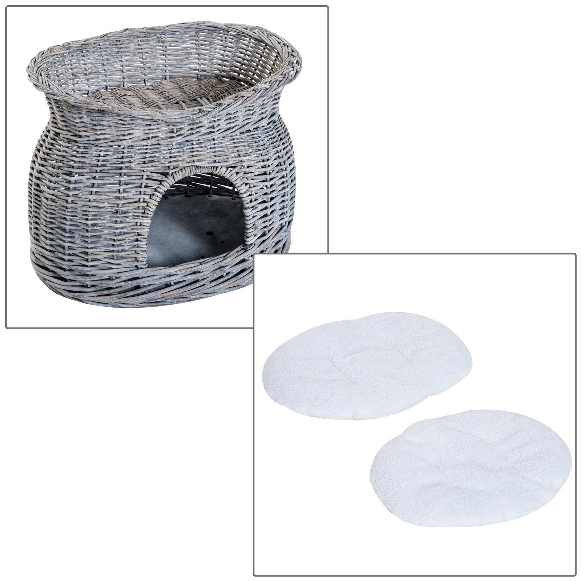 PawHut Cozy 2-Tier Cat Bed – Grey - ALL4U RETAILER LTD