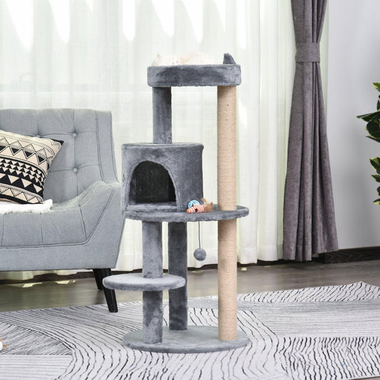 PawHut Deluxe Cat Tree with Scratching Posts and Fun Toys - ALL4U RETAILER LTD