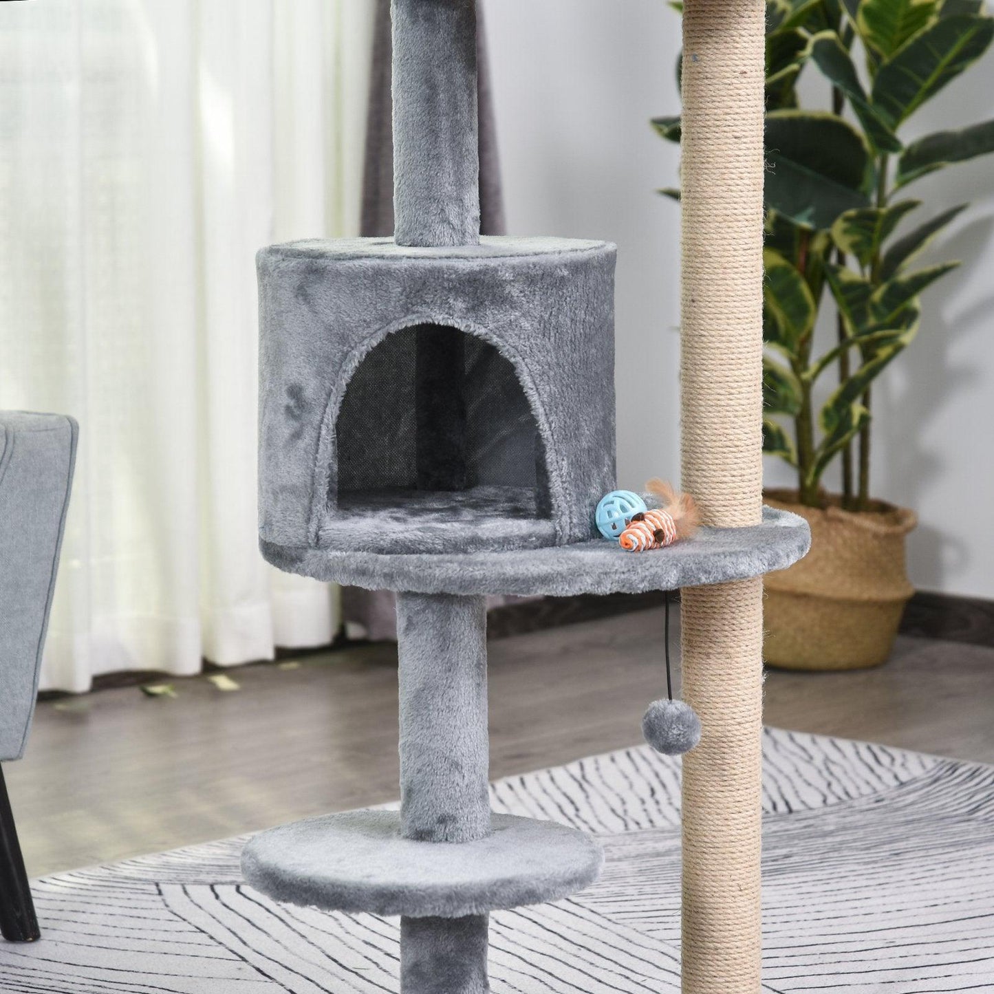 PawHut Deluxe Cat Tree with Scratching Posts and Fun Toys - ALL4U RETAILER LTD