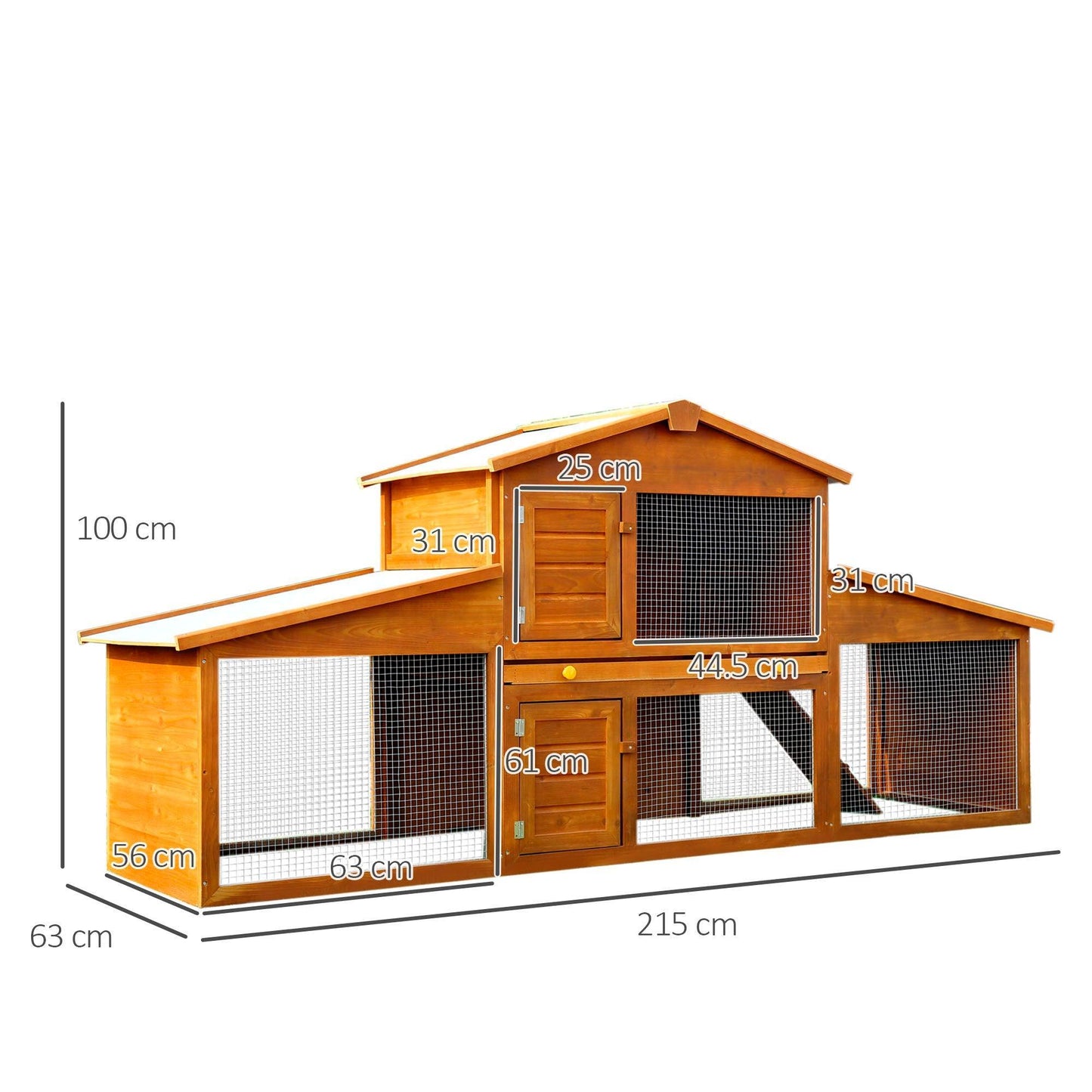 PawHut Deluxe Fir Wood 2-Tier Hutch - ALL4U RETAILER LTD