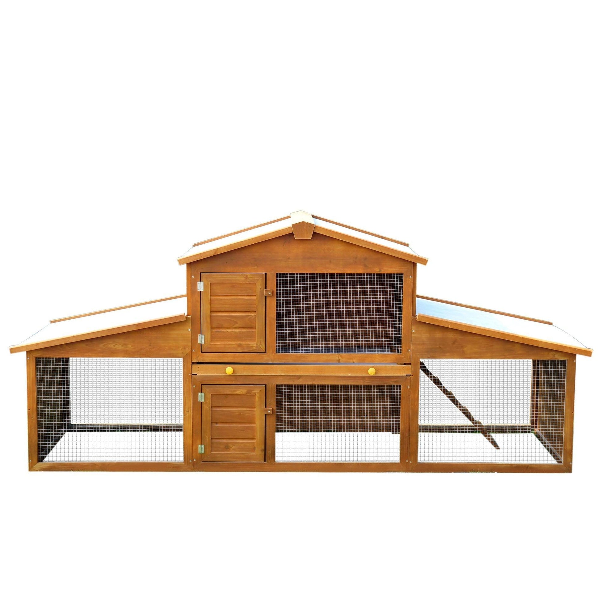 PawHut Deluxe Fir Wood 2-Tier Hutch - ALL4U RETAILER LTD