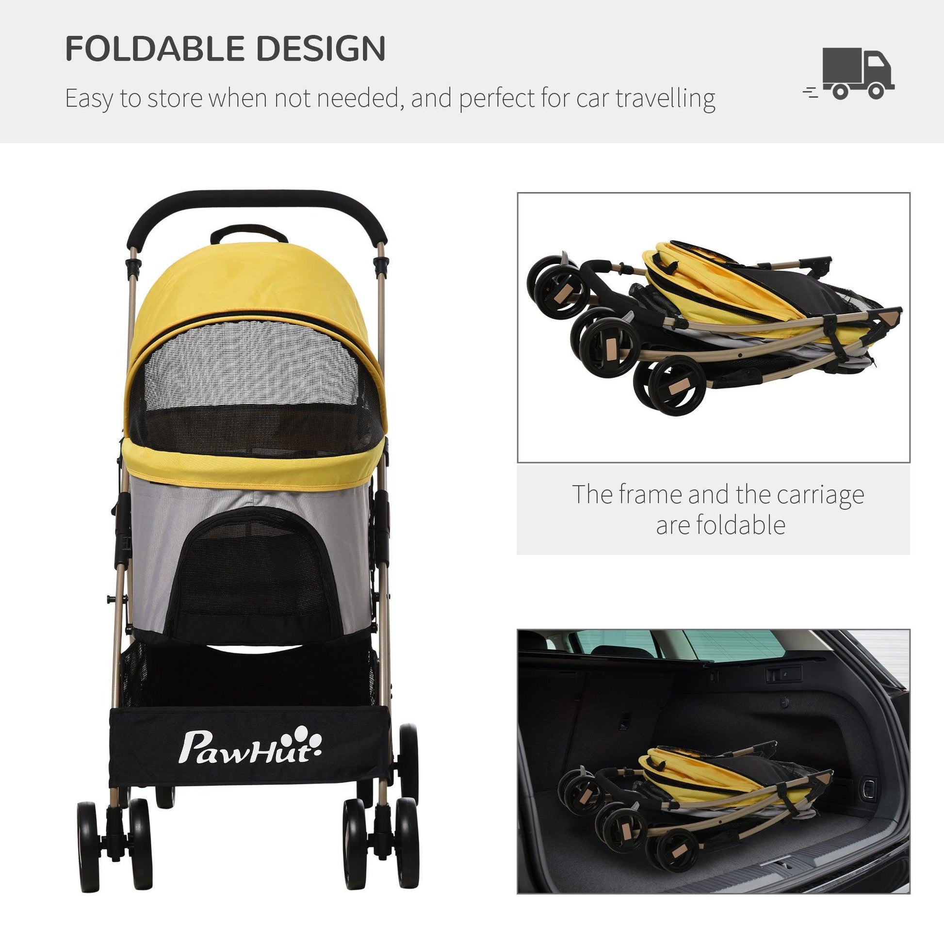 PawHut Pet Stroller: 3-In-1 Foldable Carriage - ALL4U RETAILER LTD