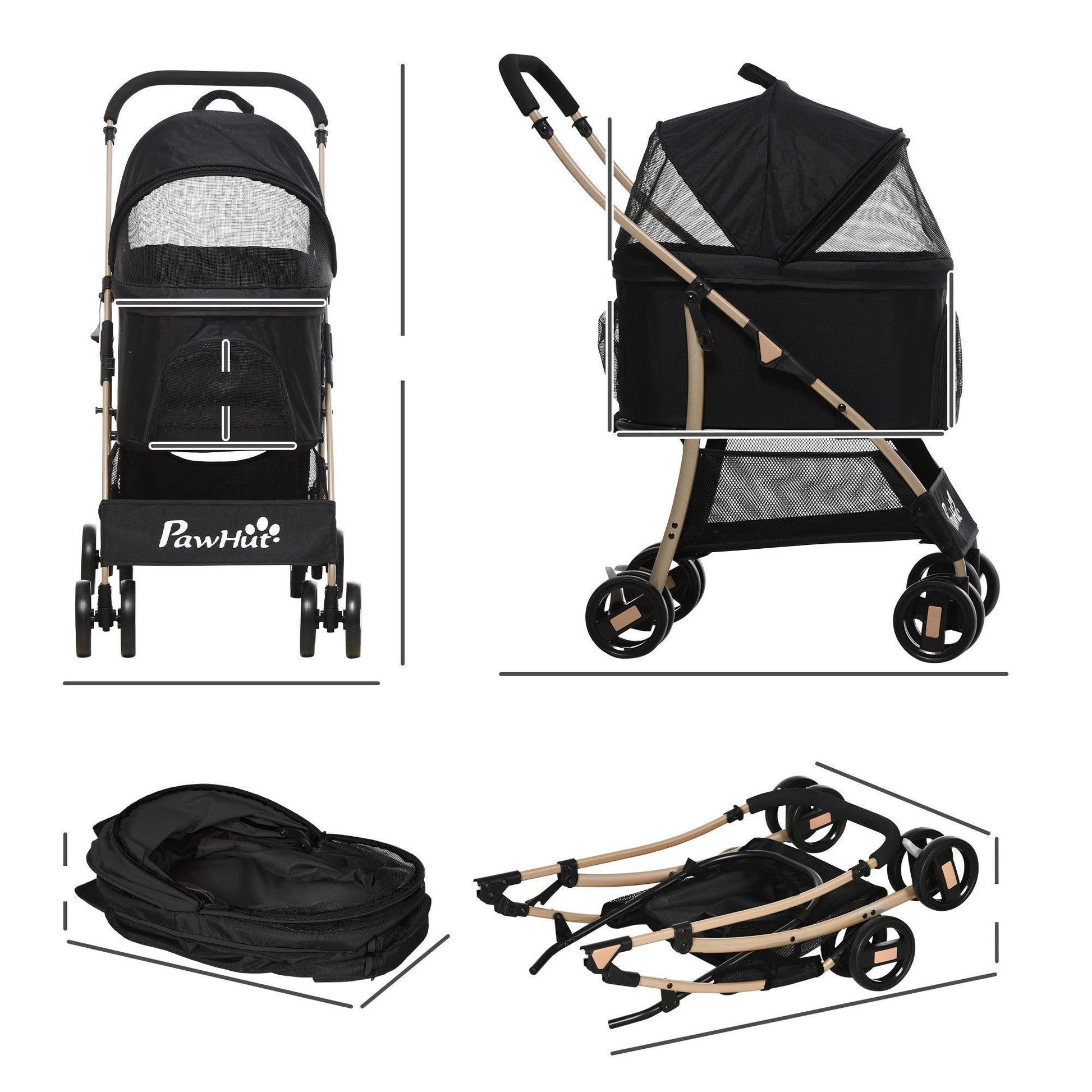 PawHut Detachable Pet Stroller: Convenient & Compact - ALL4U RETAILER LTD