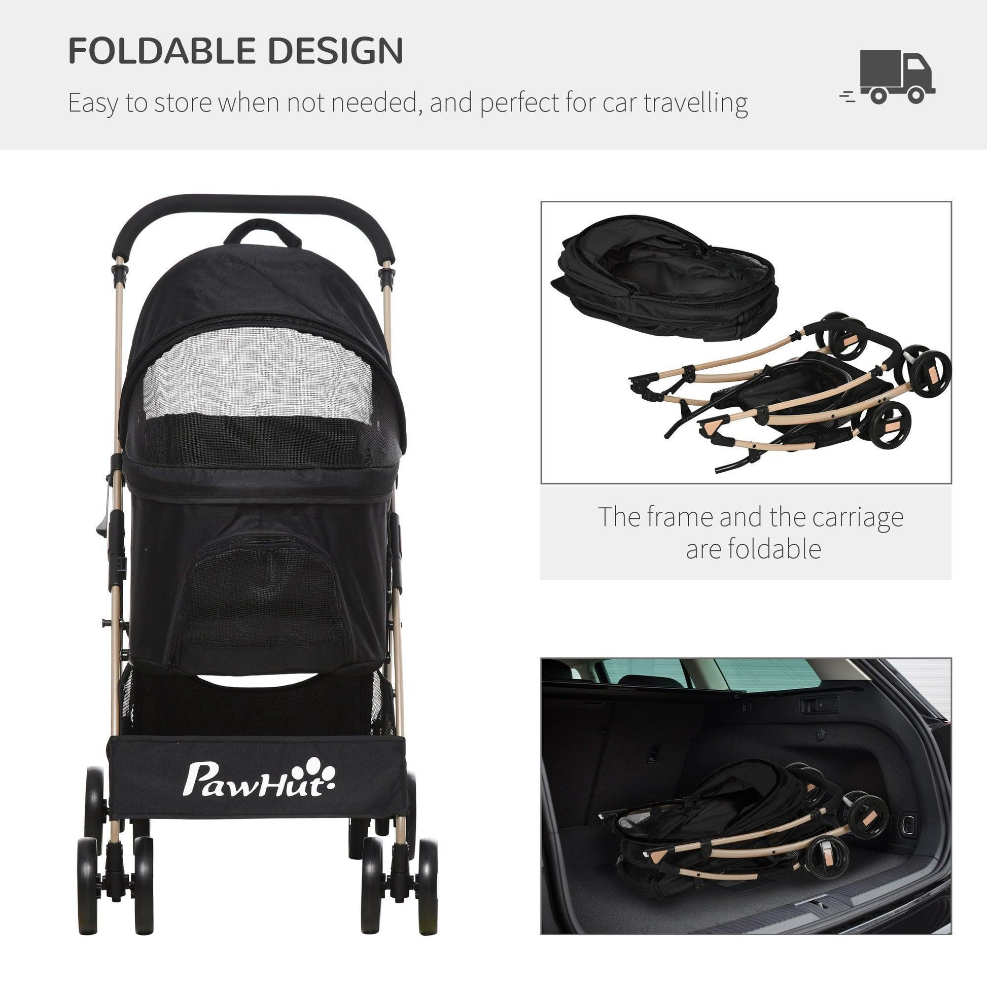 PawHut Detachable Pet Stroller: Convenient & Compact - ALL4U RETAILER LTD