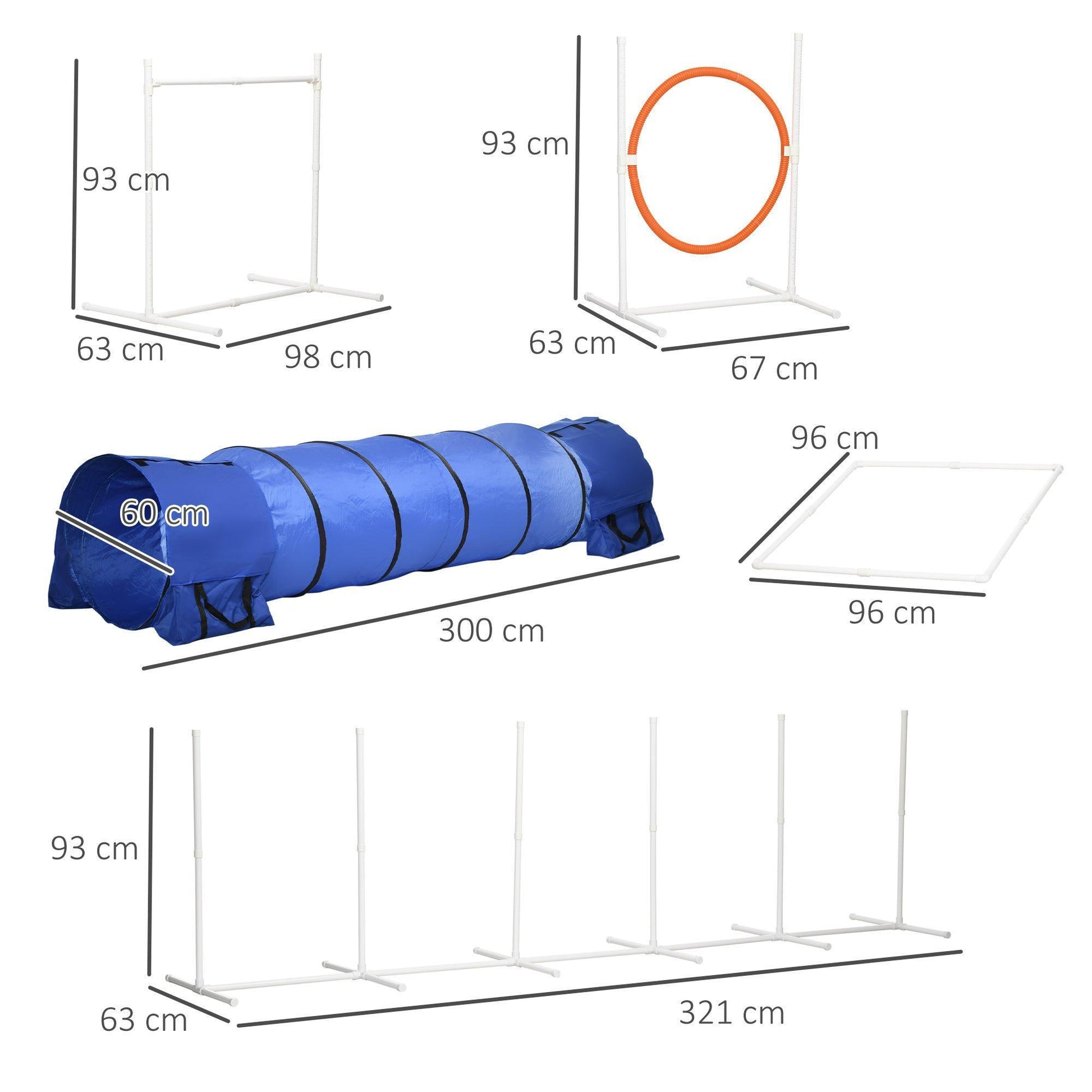 PawHut Dog Agility Set: Tunnel, Whistle, Jumps, Poles - ALL4U RETAILER LTD