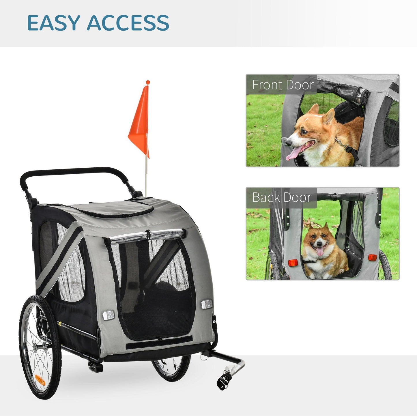 PawHut Dog Bike Trailer - Travel with Ease - ALL4U RETAILER LTD