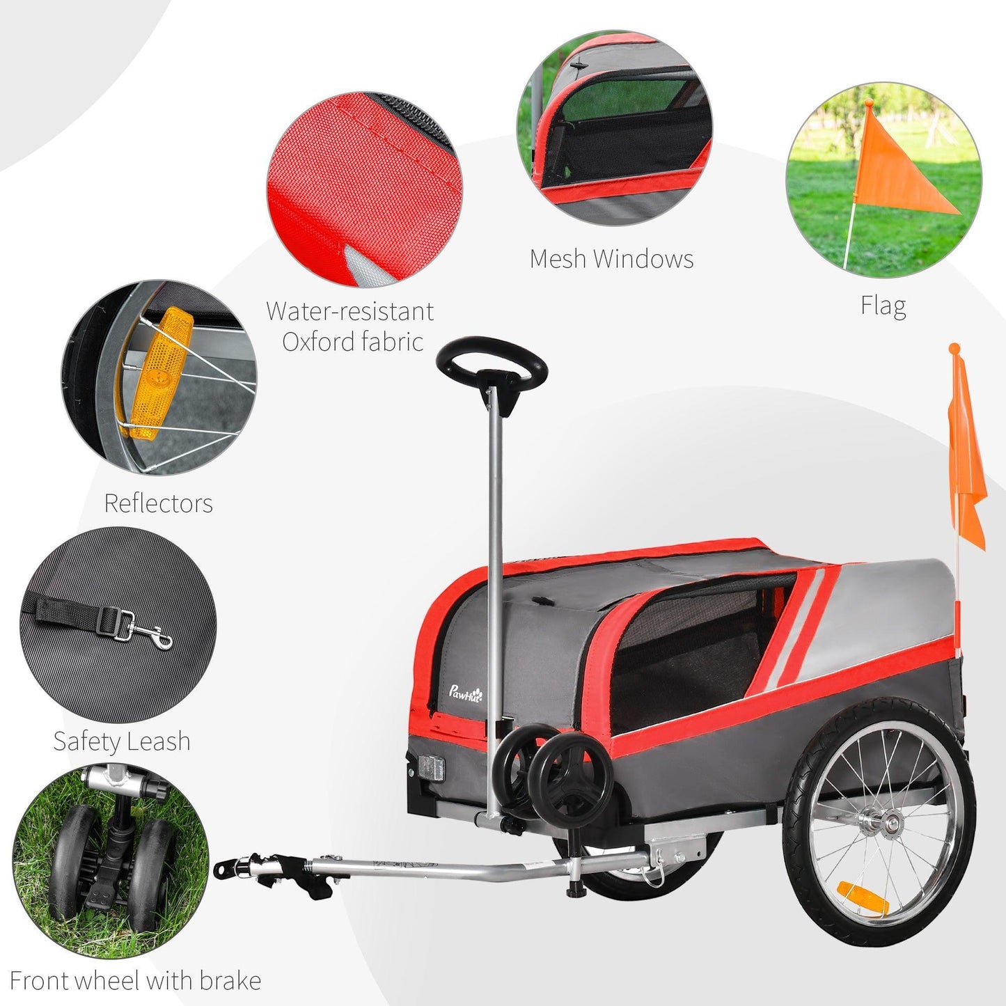 PawHut Dog Bike Trailer: Cat & Puppy Carrier - ALL4U RETAILER LTD