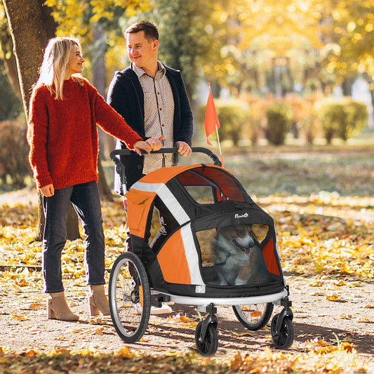 PawHut Dog Bike Trailer: Foldable Pet Carrier - ALL4U RETAILER LTD