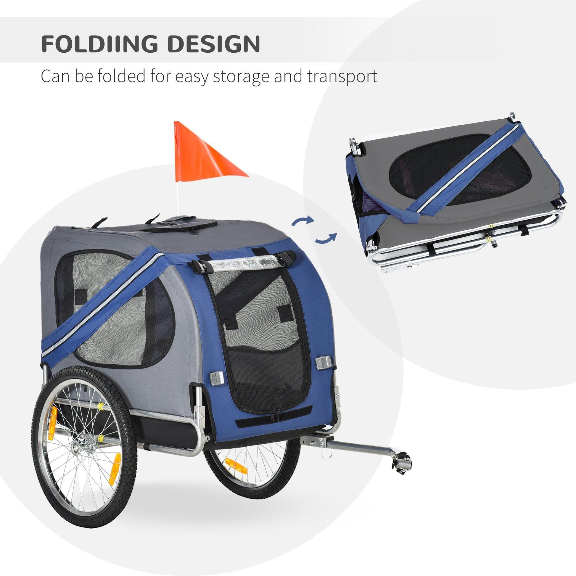 PawHut Dog Bike Trailer - Foldable Pet Carrier - ALL4U RETAILER LTD