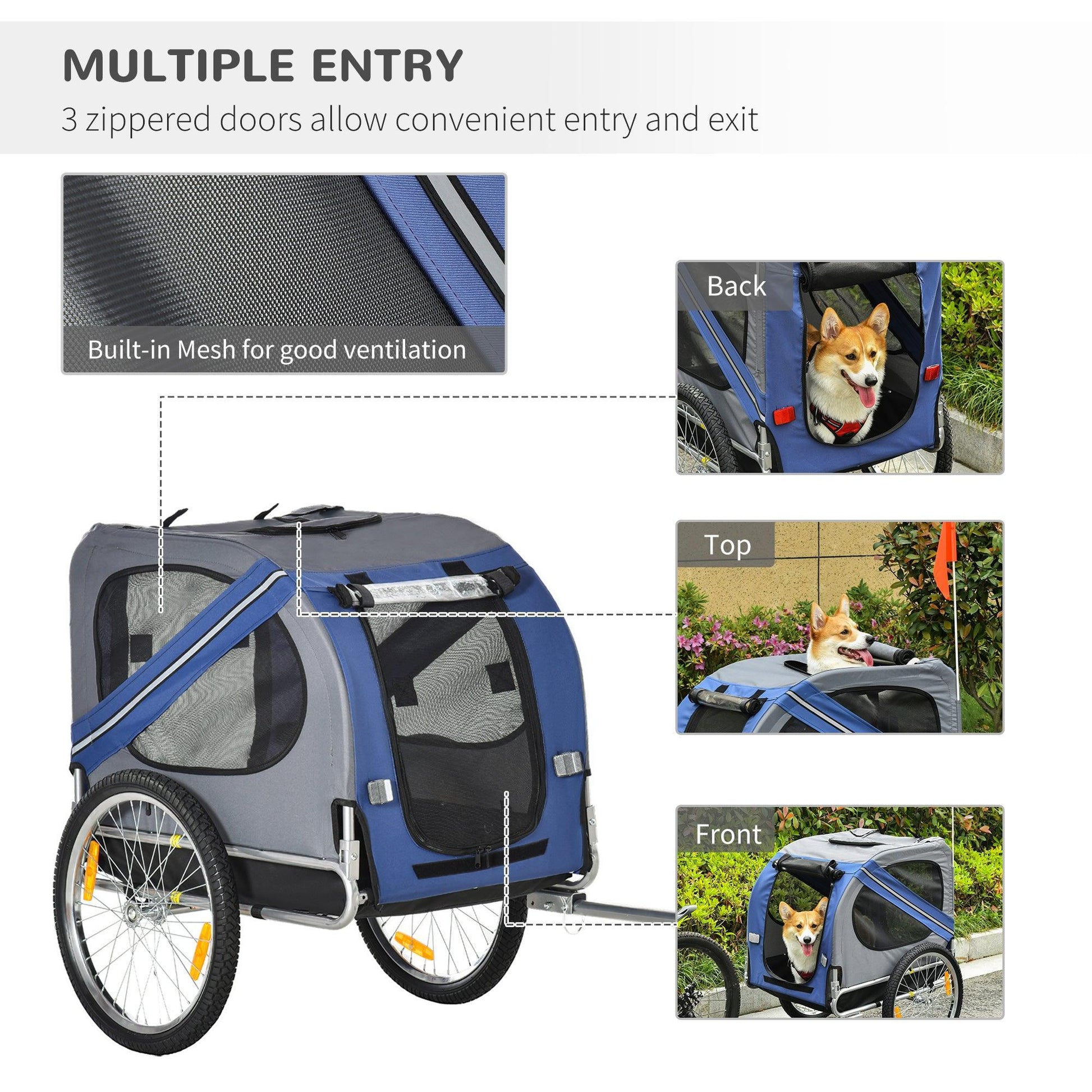 PawHut Dog Bike Trailer - Foldable Pet Carrier - ALL4U RETAILER LTD