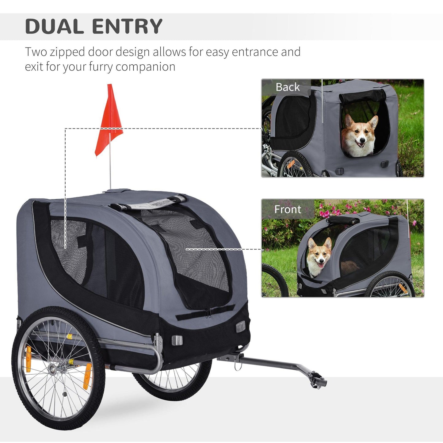 PawHut Dog Bike Trailer - Travel Ready - ALL4U RETAILER LTD