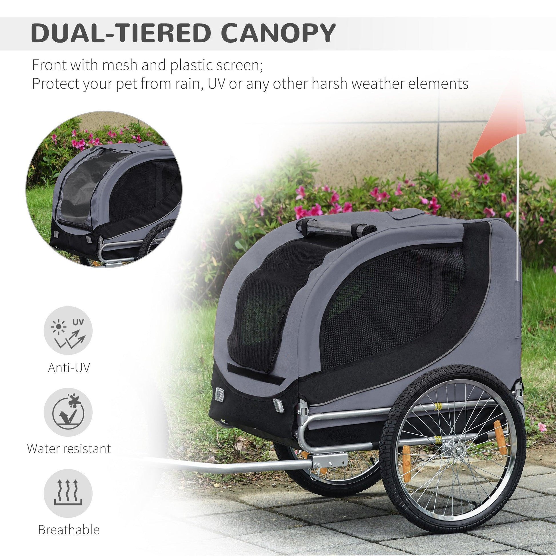 PawHut Dog Bike Trailer - Travel Ready - ALL4U RETAILER LTD