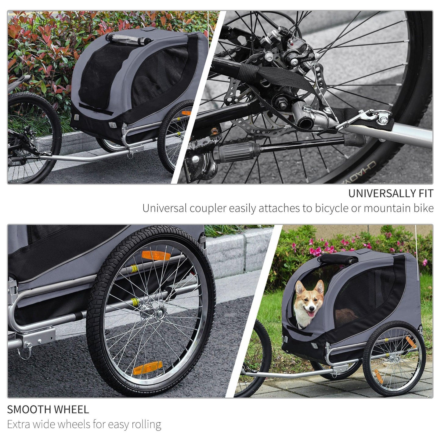 PawHut Dog Bike Trailer - Travel Ready - ALL4U RETAILER LTD