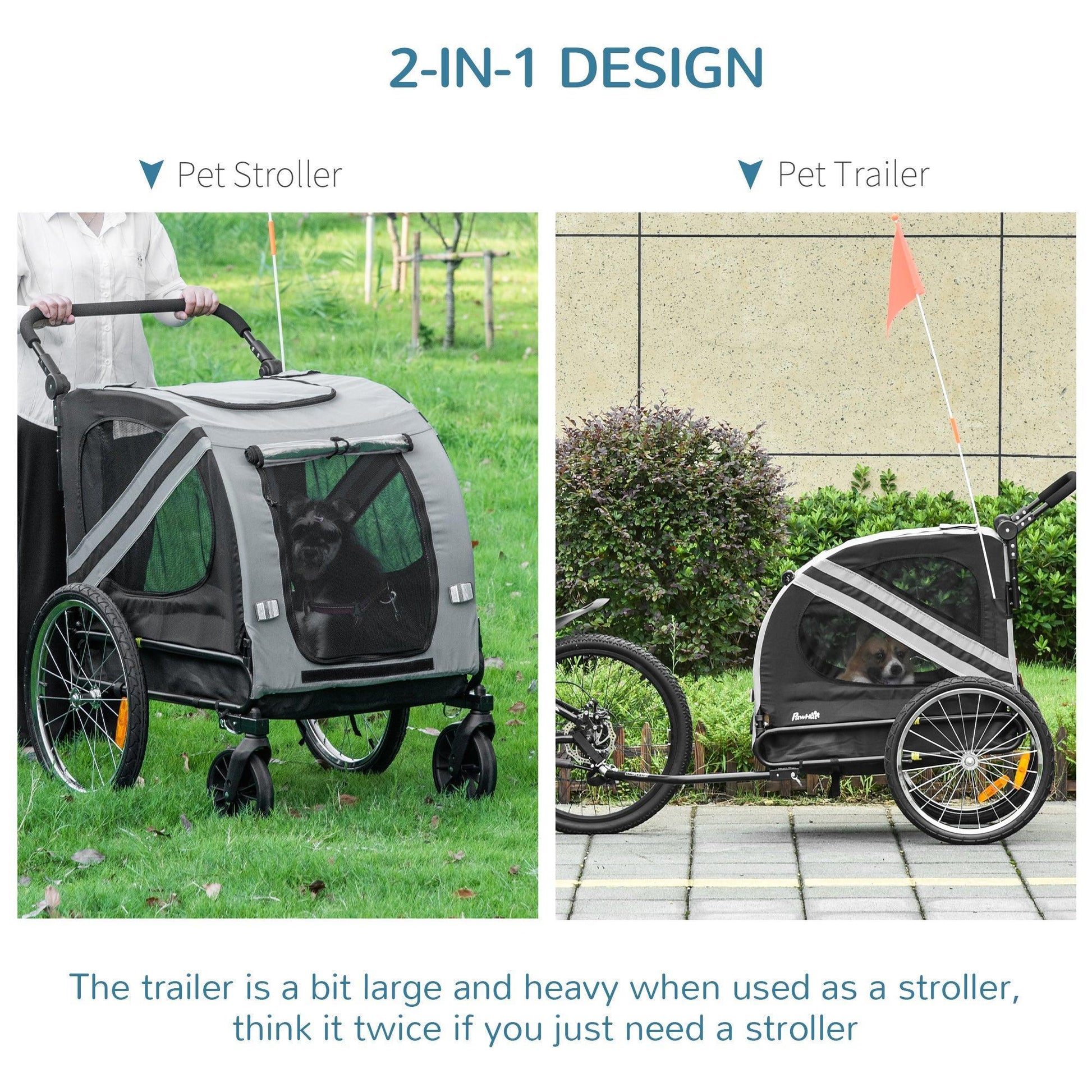 PawHut Dog Bike Trailer - Travel with Ease - ALL4U RETAILER LTD