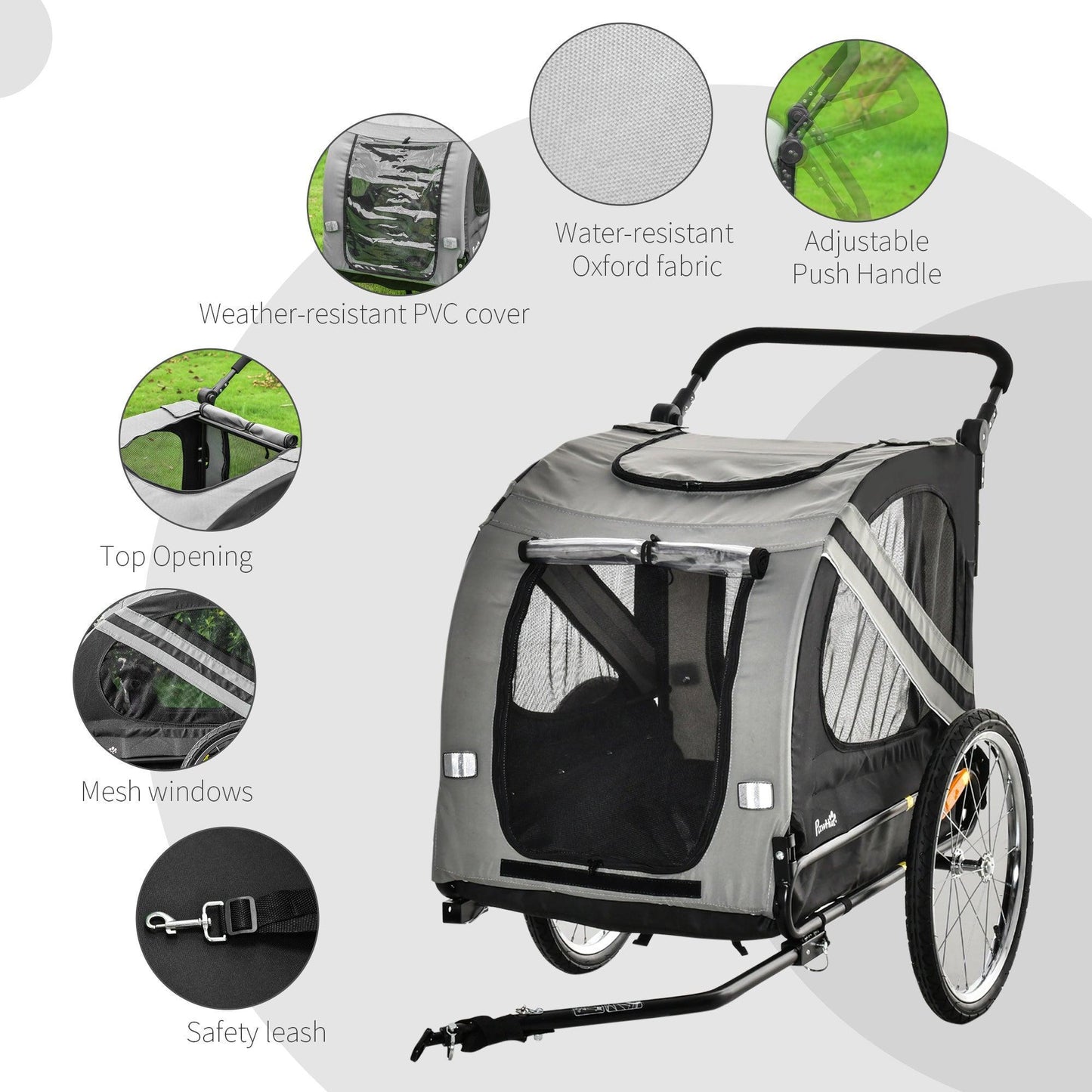 PawHut Dog Bike Trailer - Travel with Ease - ALL4U RETAILER LTD