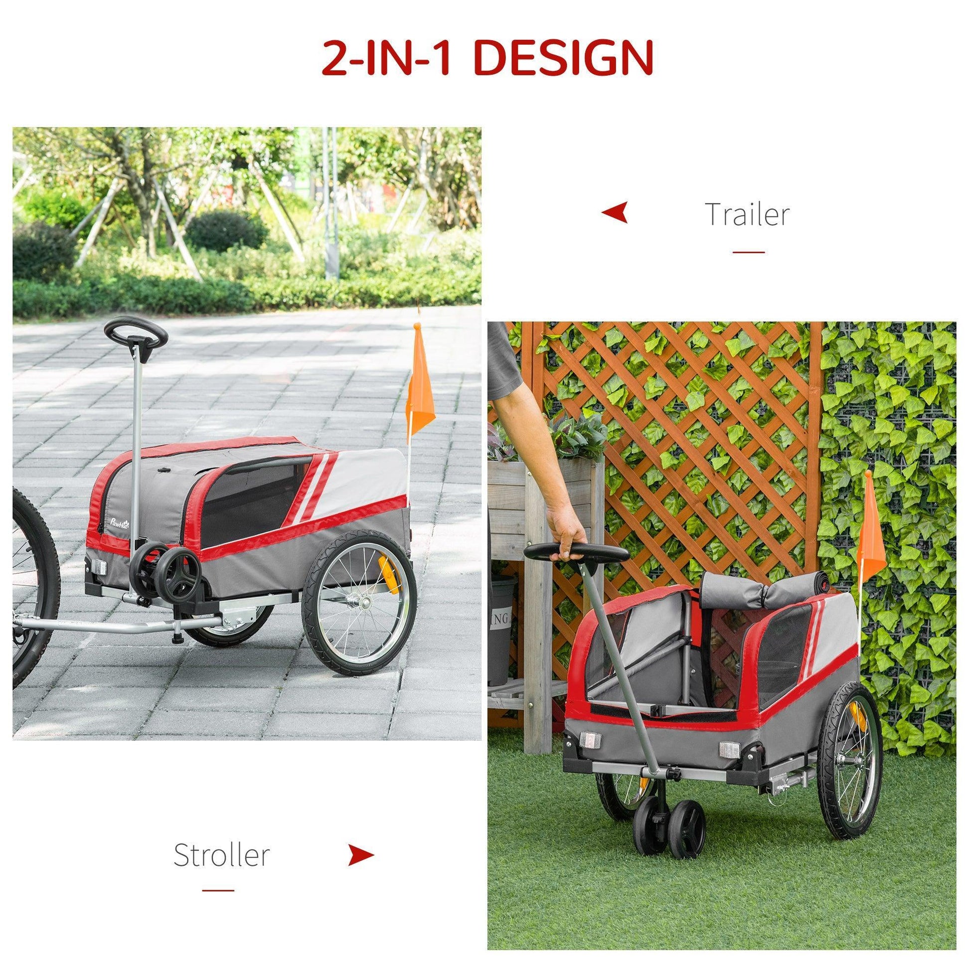 PawHut Dog Bike Trailer: Cat & Puppy Carrier - ALL4U RETAILER LTD