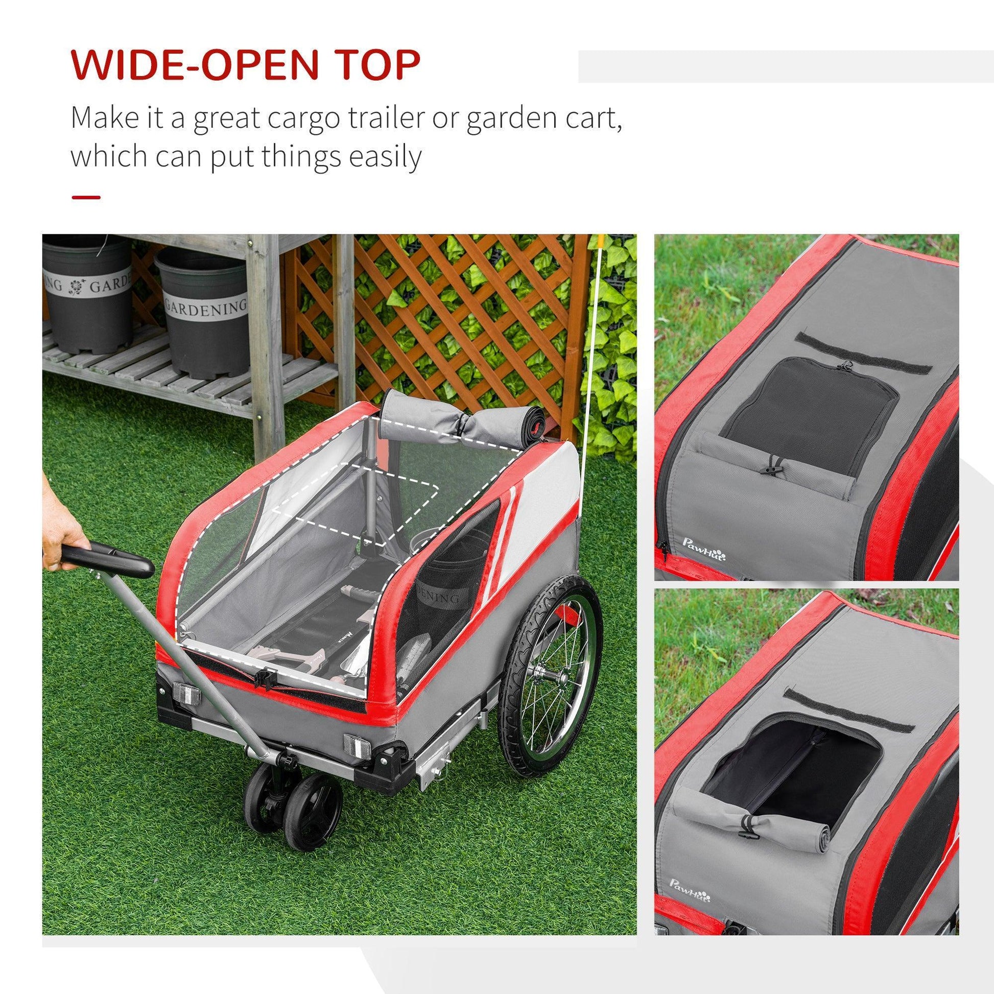 PawHut Dog Bike Trailer: Cat & Puppy Carrier - ALL4U RETAILER LTD