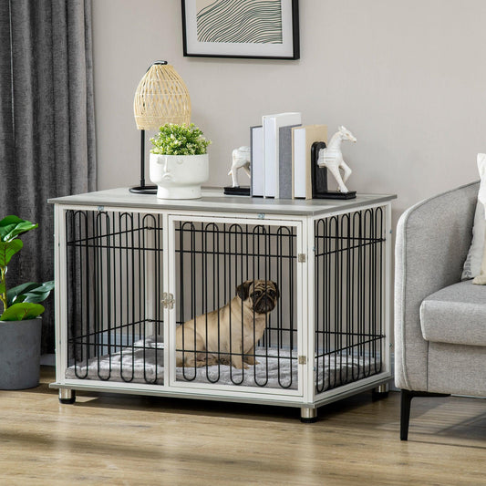 PawHut Dog Crate End Table with Cushion - ALL4U RETAILER LTD