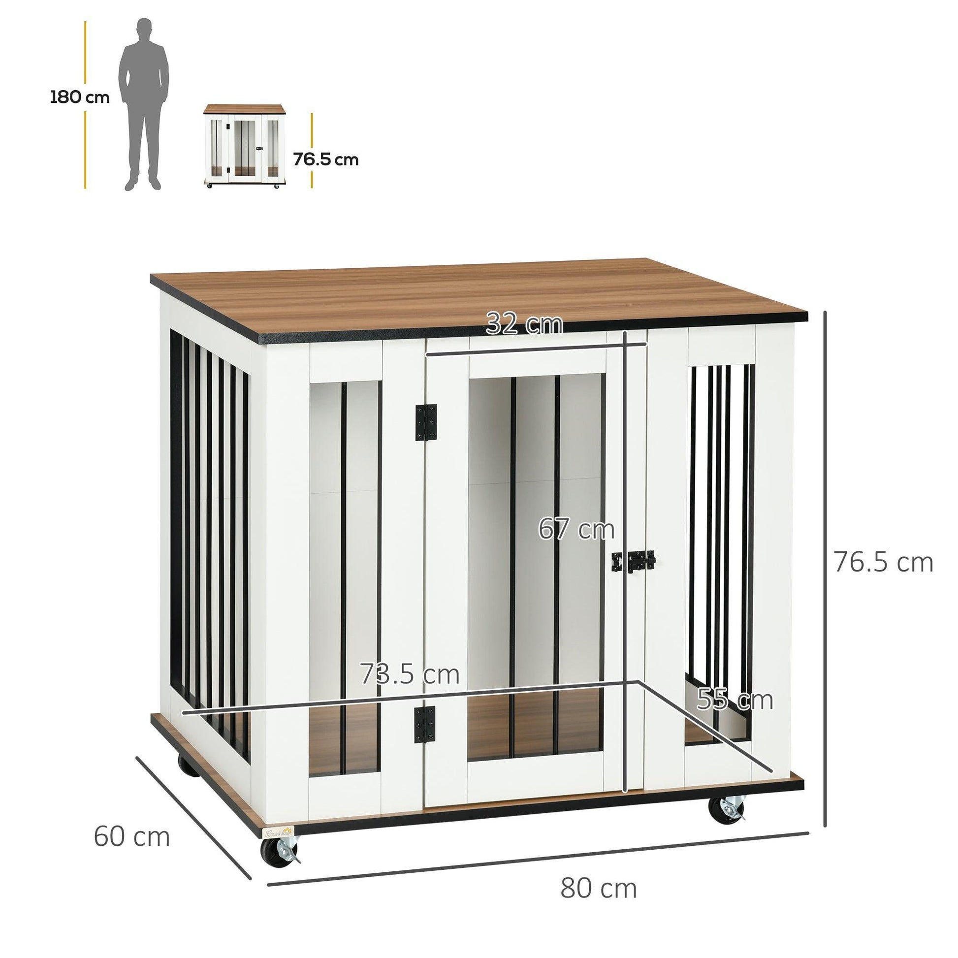 PawHut Dog Crate Furniture, Lockable End Table - ALL4U RETAILER LTD