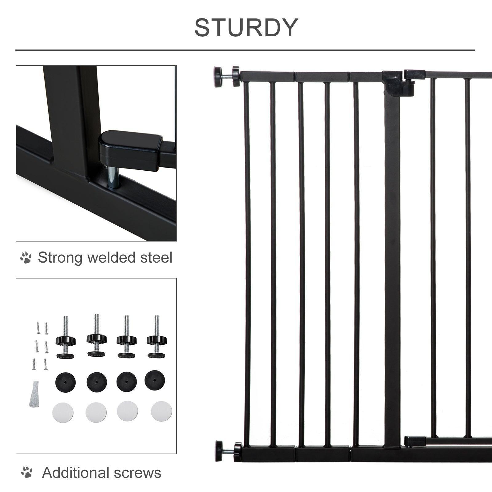 PawHut Dog Gate: Adjustable Safety Barrier (Black, 76-107 cm) - ALL4U RETAILER LTD