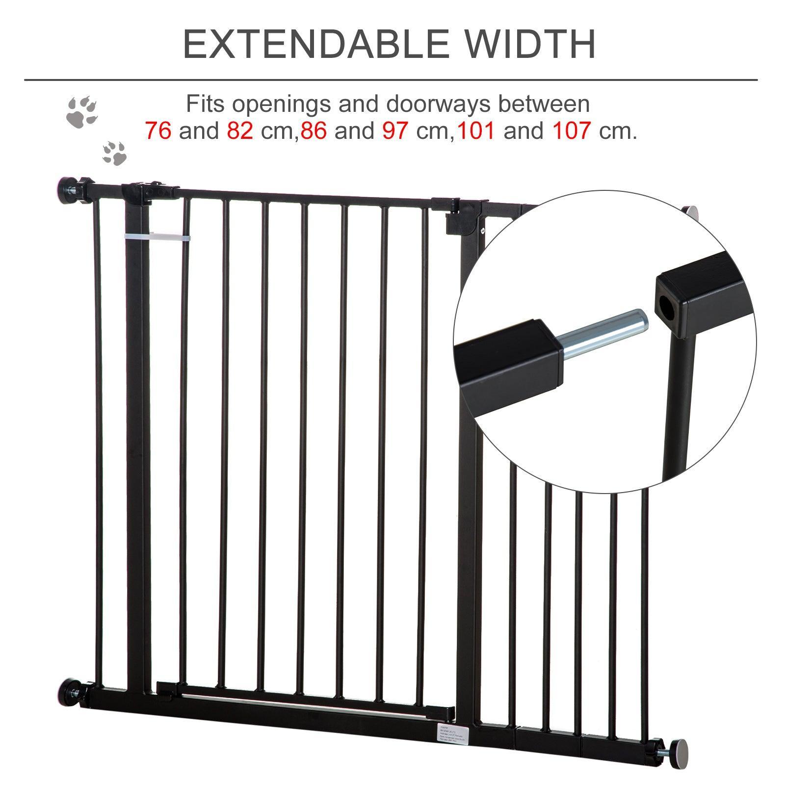 PawHut Dog Gate: Adjustable Safety Barrier (Black, 76-107 cm) - ALL4U RETAILER LTD