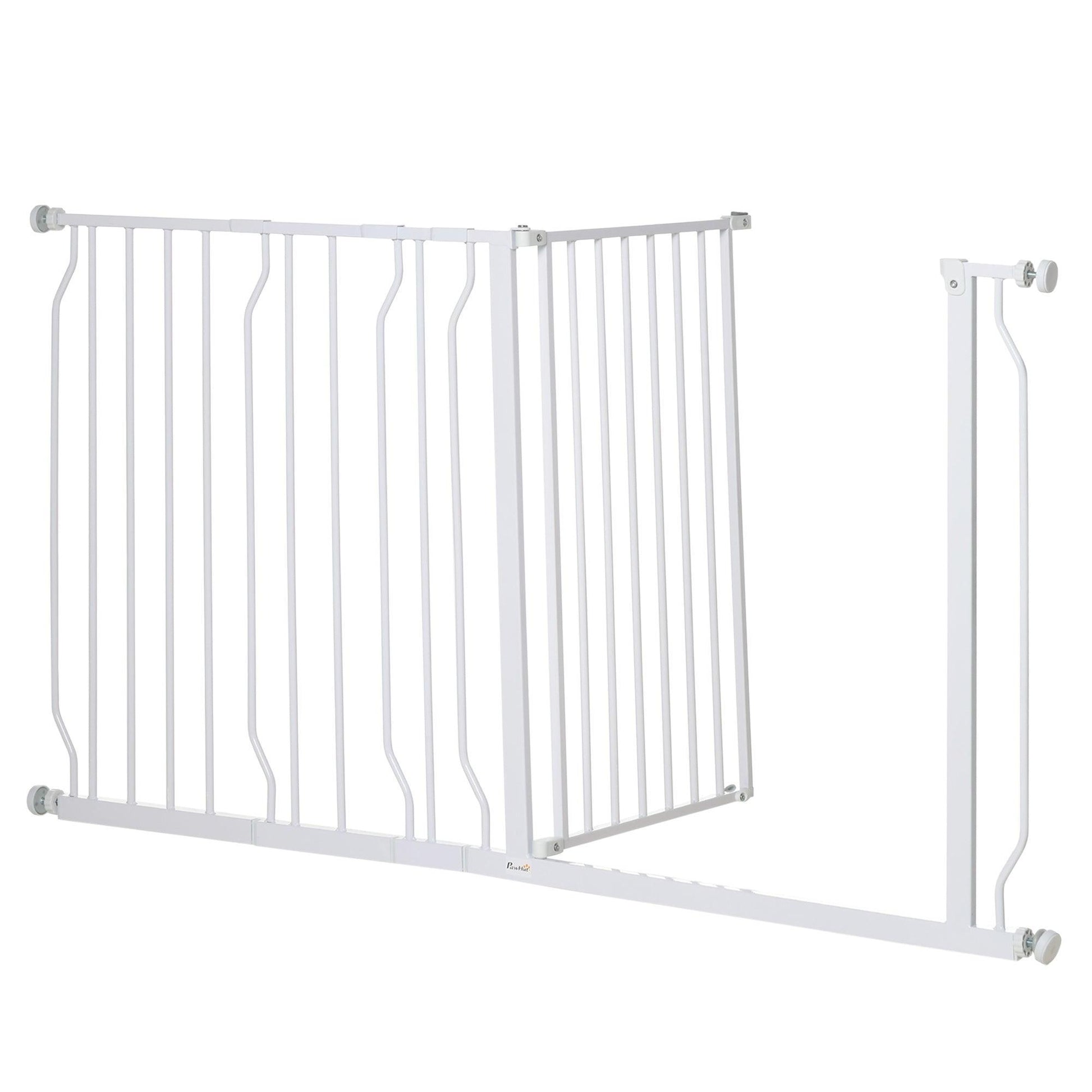 PawHut Dog Gate Extra Wide for Stairways - 76H x 75-145W cm - ALL4U RETAILER LTD