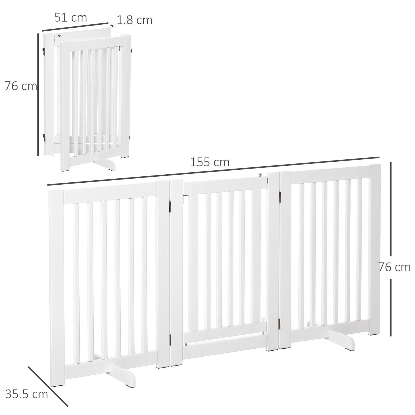 PawHut Freestanding Pet Barrier Fence - White - ALL4U RETAILER LTD