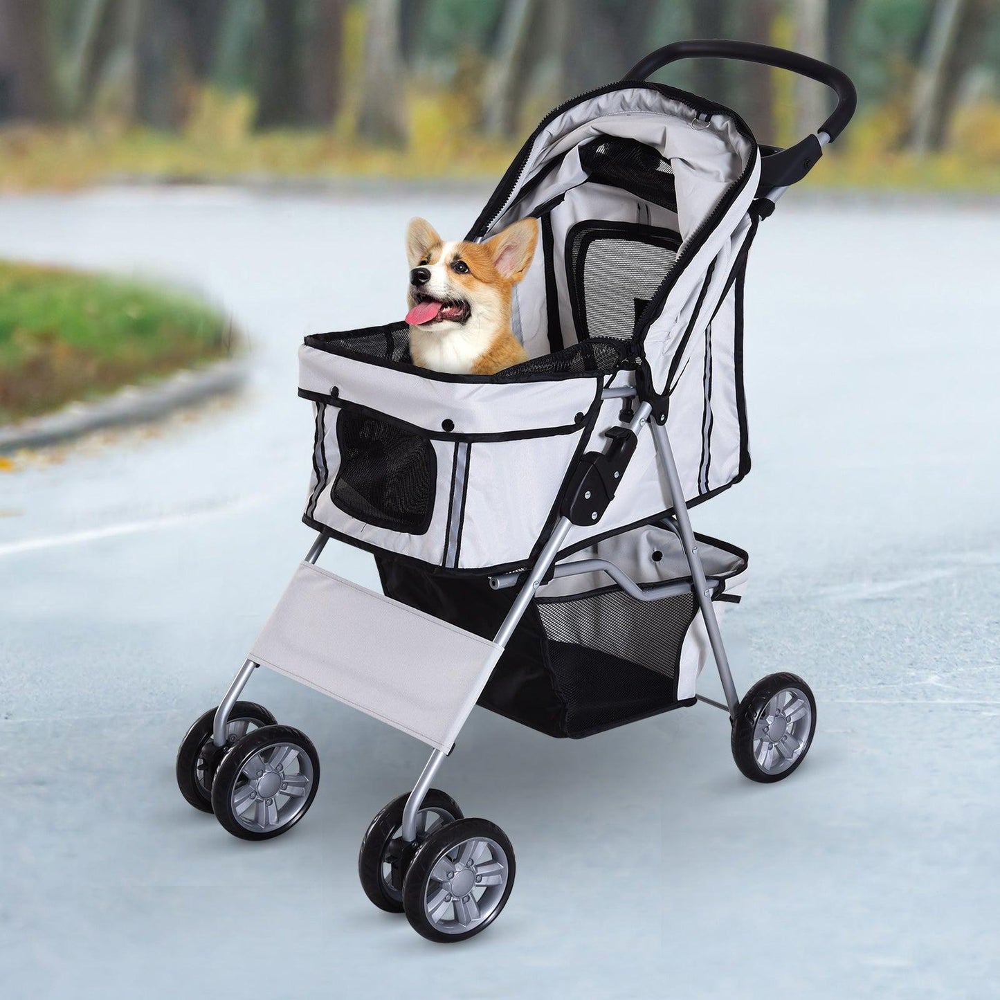 PawHut Dog Pram - Foldable Pet Stroller - ALL4U RETAILER LTD