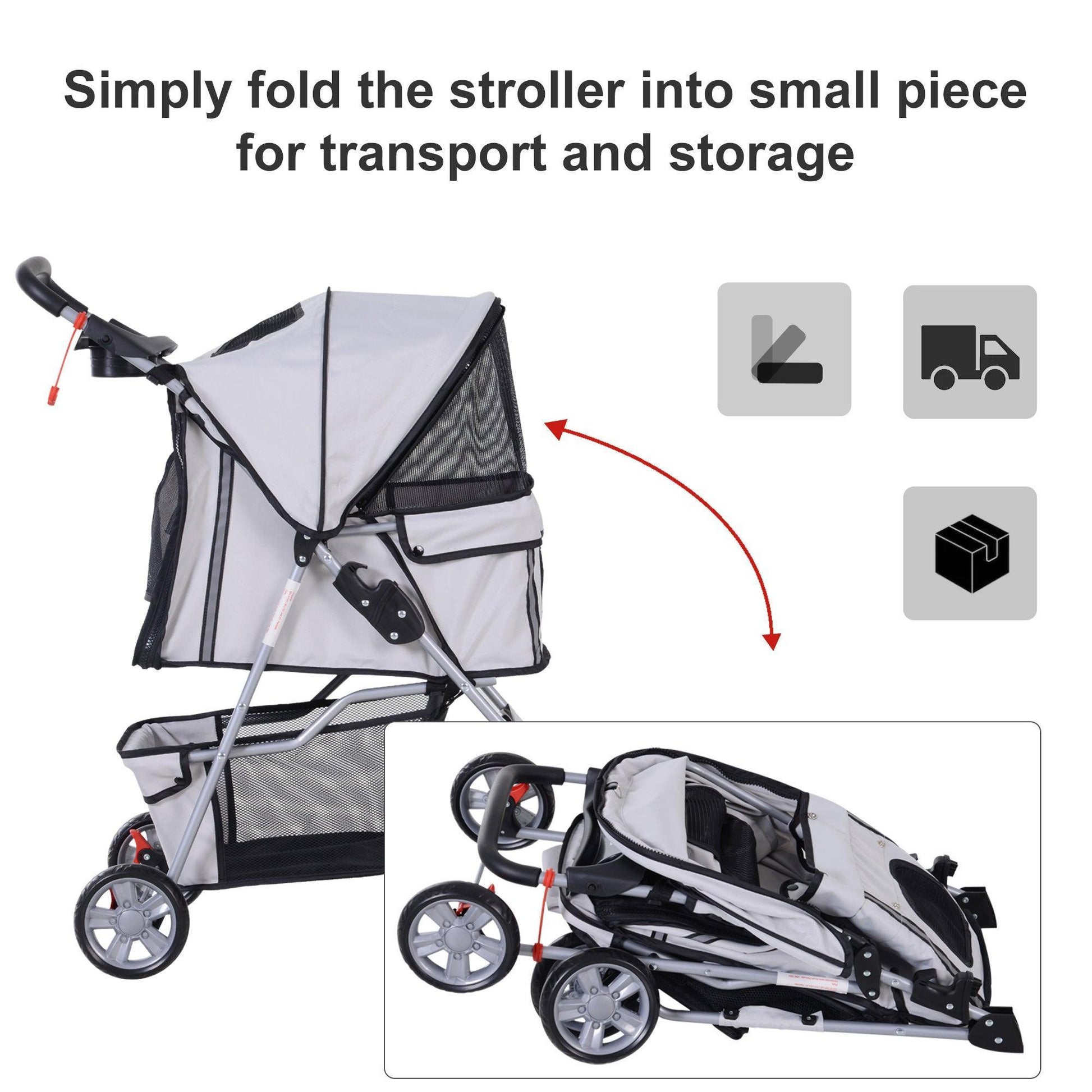 PawHut Dog Pram - Foldable Pet Stroller - ALL4U RETAILER LTD