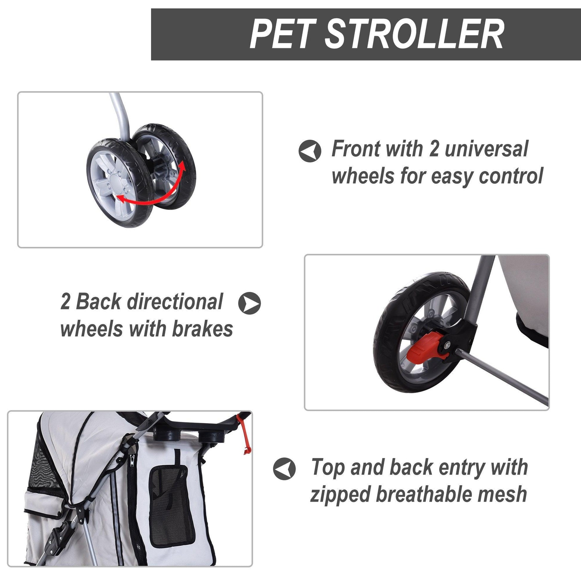 PawHut Dog Pram - Foldable Pet Stroller - ALL4U RETAILER LTD