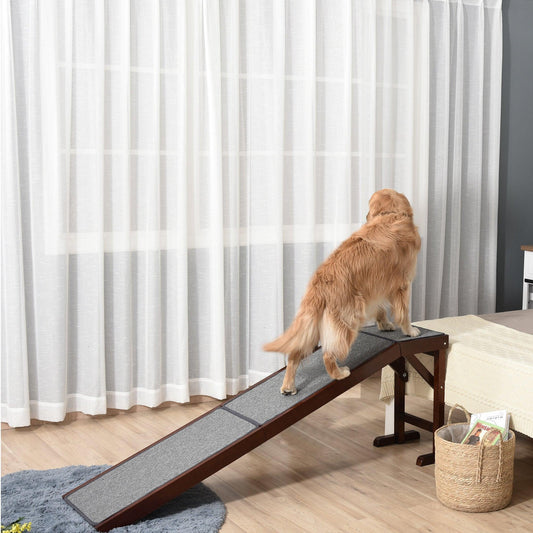 PawHut Dog Ramp: Non-slip, Carpeted, Pine Wood - ALL4U RETAILER LTD