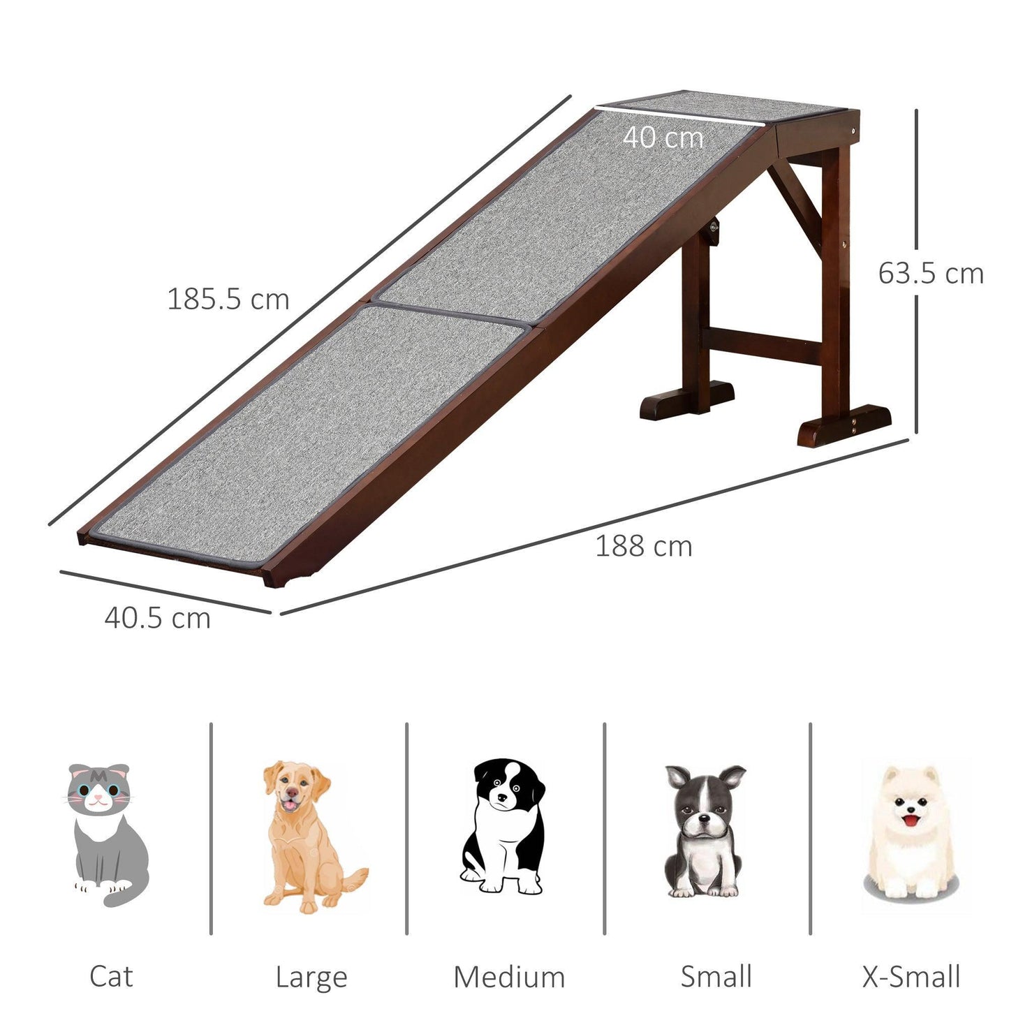 PawHut Dog Ramp: Non-slip, Carpeted, Pine Wood - ALL4U RETAILER LTD