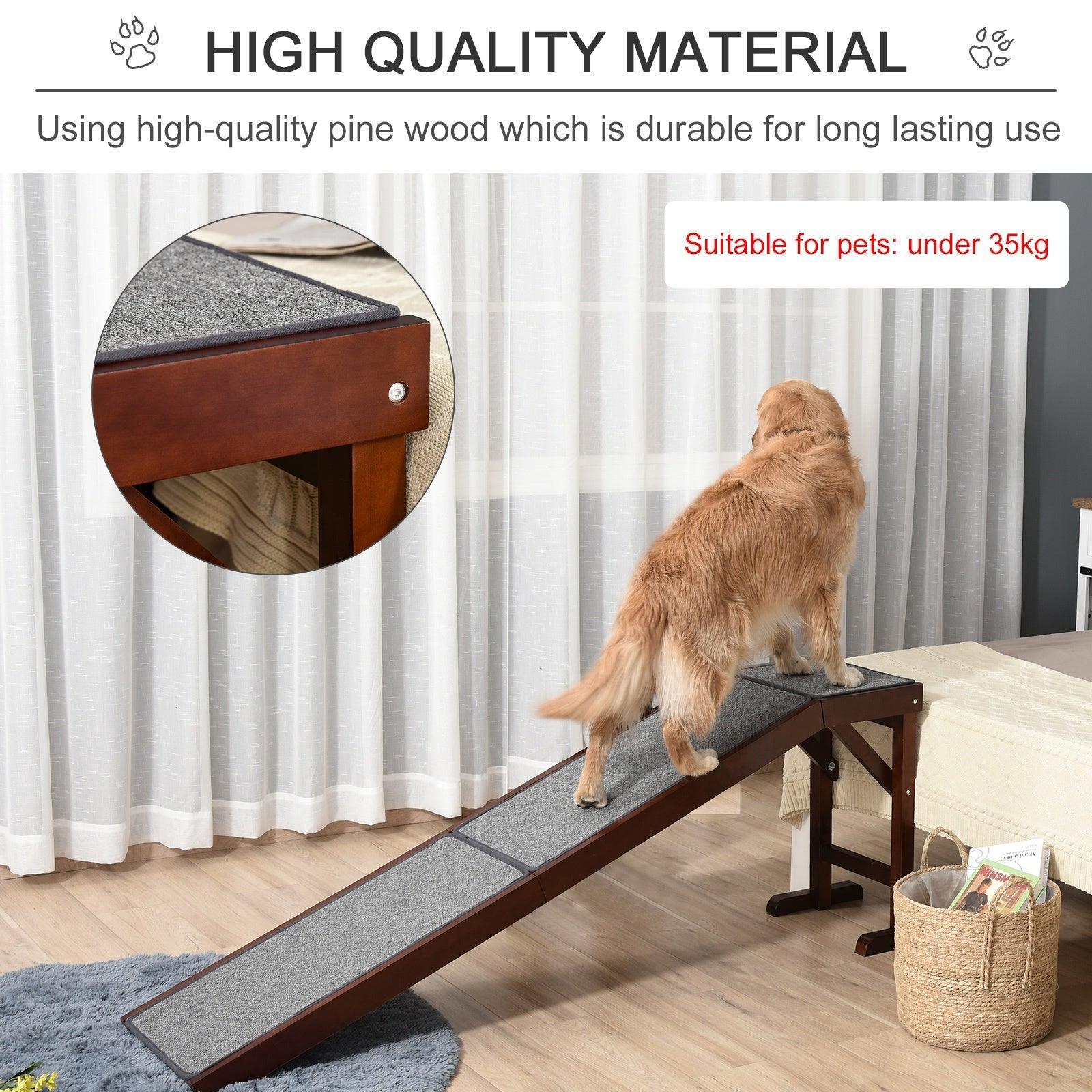 PawHut Dog Ramp: Non-slip, Carpeted, Pine Wood - ALL4U RETAILER LTD